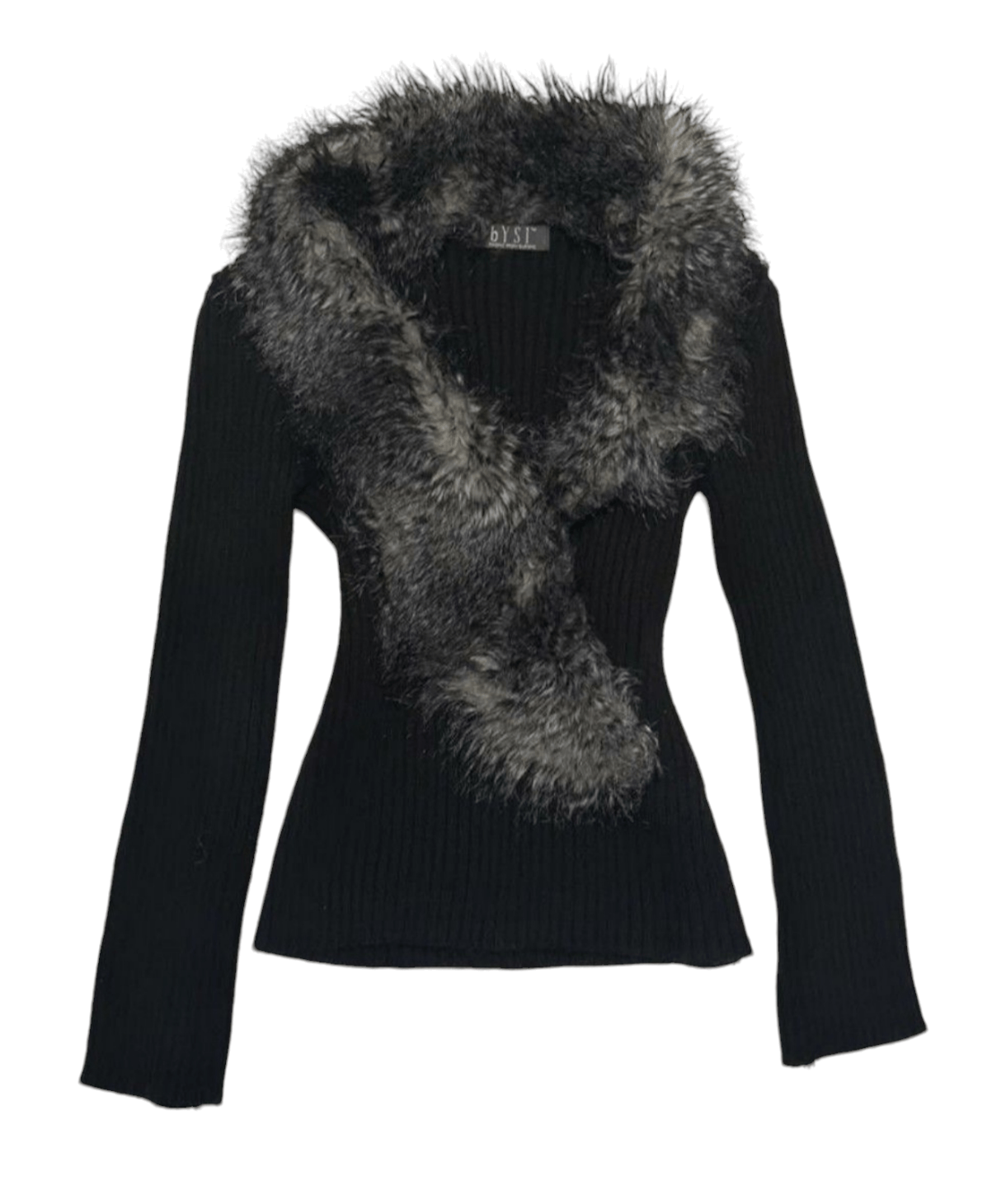image of Avant Garde x If Six Was Nine Knit Longsleeve Racoon Fur Lgb Style in Black, Women's (Size Medium)