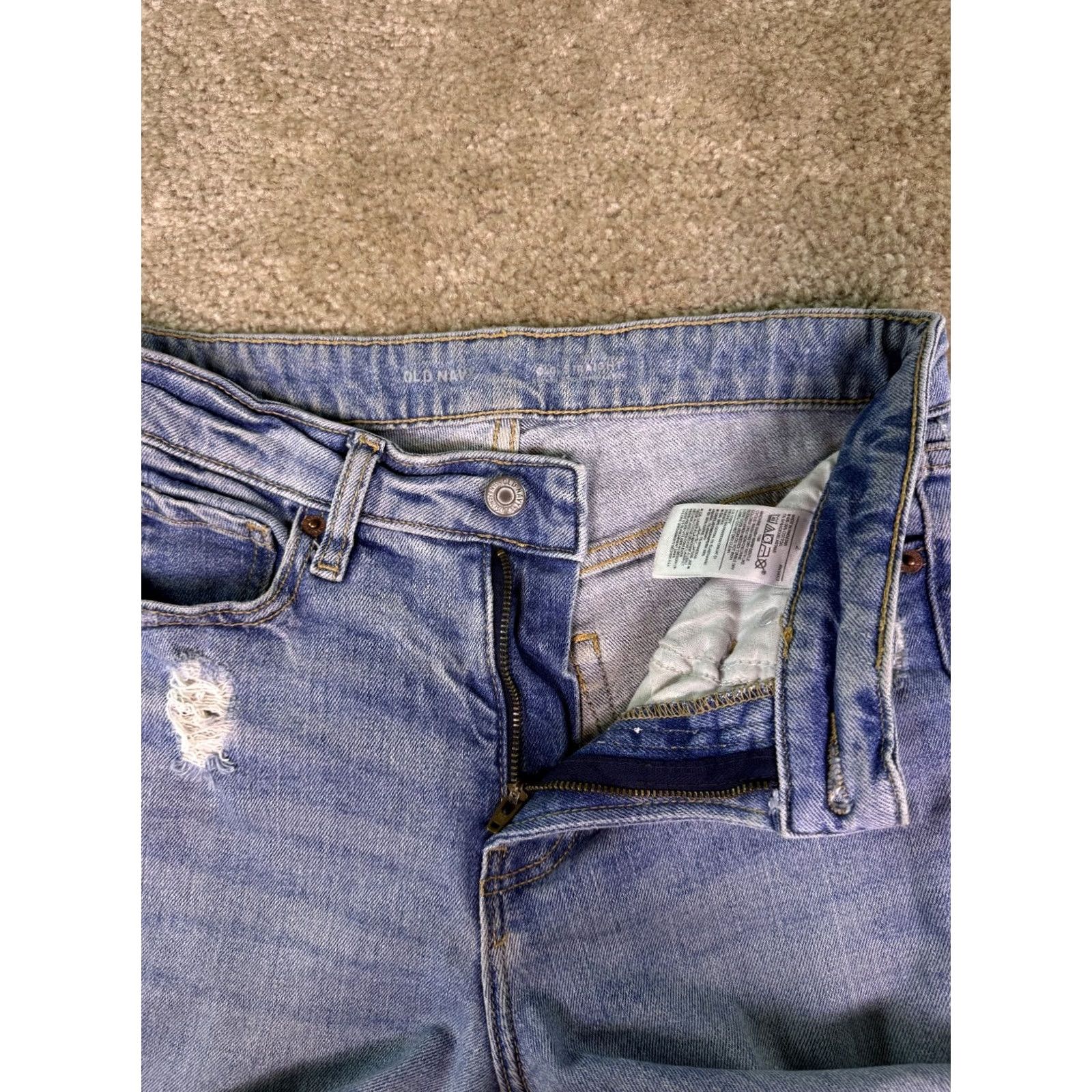 Old Navy Old Navy Women's Straight Jeans Size 2 Blue Denim Raw Hem Size 26" / US 2 / IT 38 - 3 Thumbnail