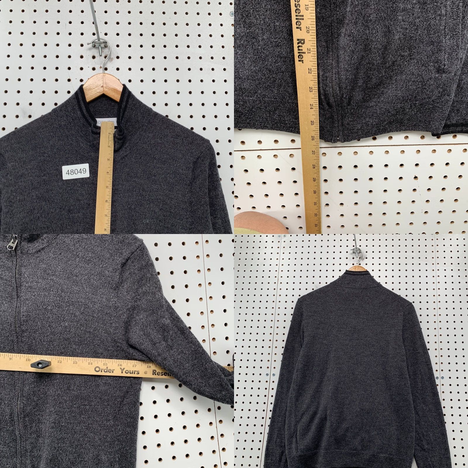 Calvin Klein Calvin Klein Merino Wool Sweater Jacket Mens M Gray Mock Neck Cardigan Size US M / EU 48-50 / 2 - 8 Thumbnail