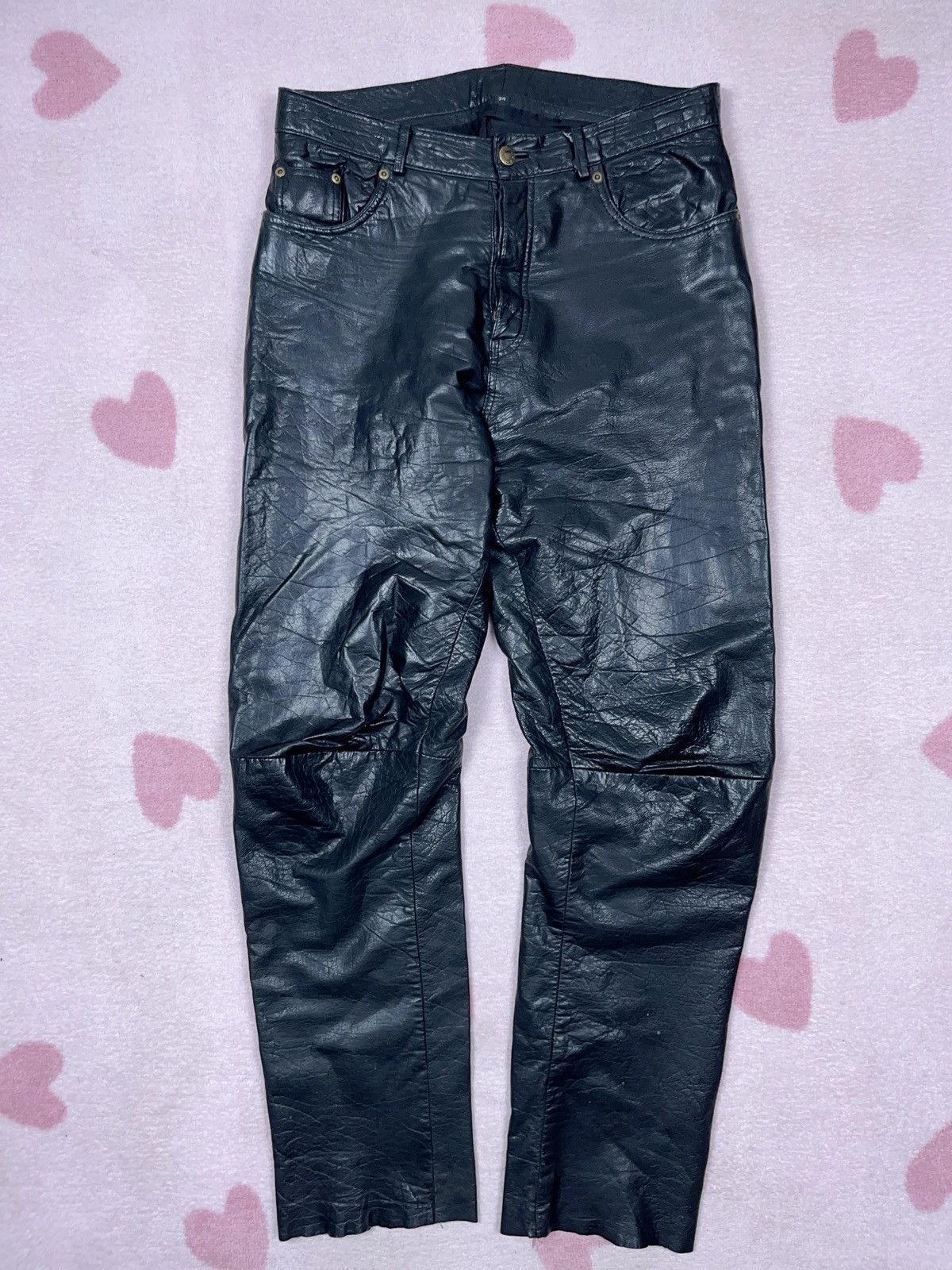 Leather ➕ genuine leather top quality racing style avant garde pants Size US 34 / EU 50 - 1 Thumbnail