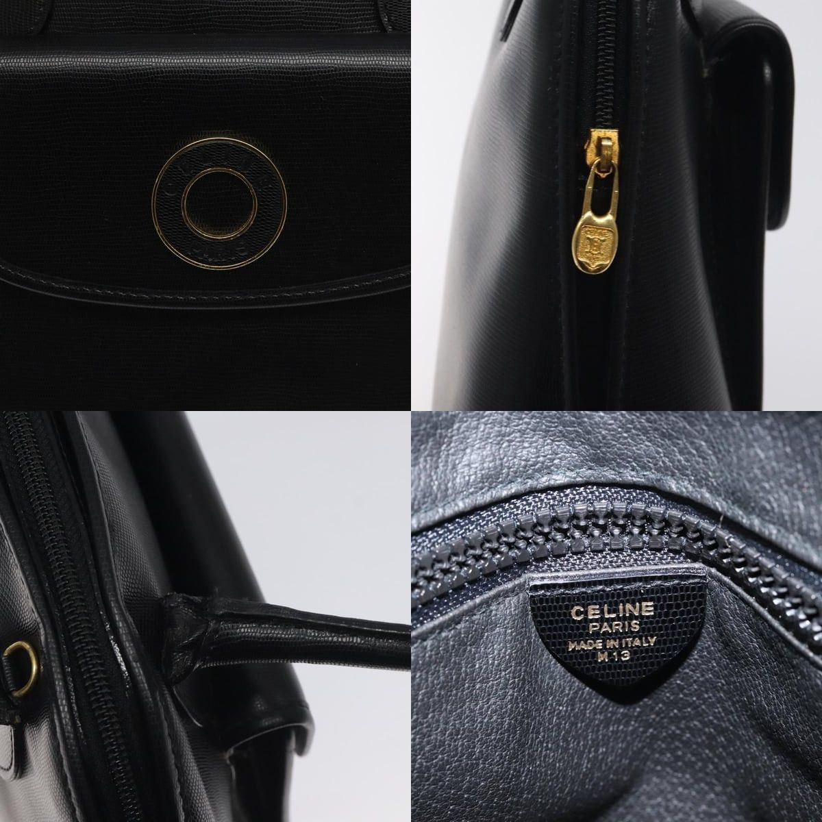 Celine CELINE Hand Bag Leather Black Gold Size ONE SIZE - 11 Thumbnail