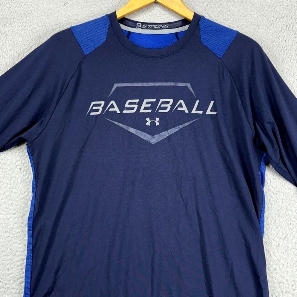 Under Armour Under Armour 9 Strong Baseball T-Shirt Mens Medium Blue 3-Quarter Sleeve Tee Size US M / EU 48-50 / 2 - 2 Thumbnail