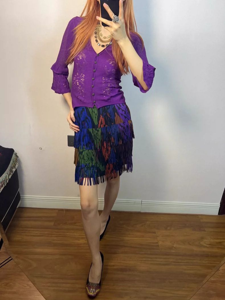 Issey Miyake Issey Miyake size:3 Colorful tassel short skirt Size 42" / US 20 - 8 Thumbnail