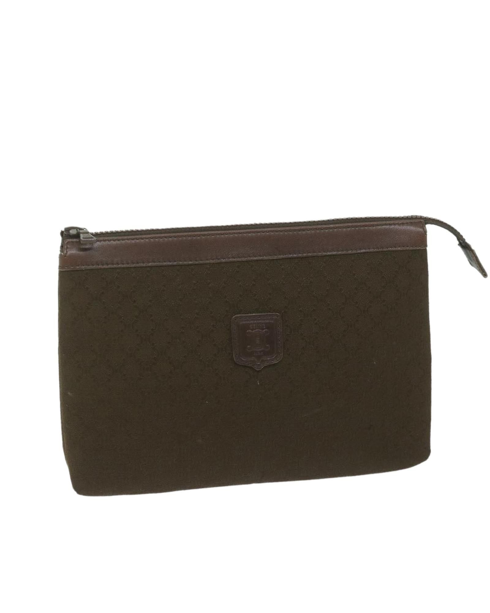 image of Canvas Clutch Bag In Brown - Authentic Celine, Women's