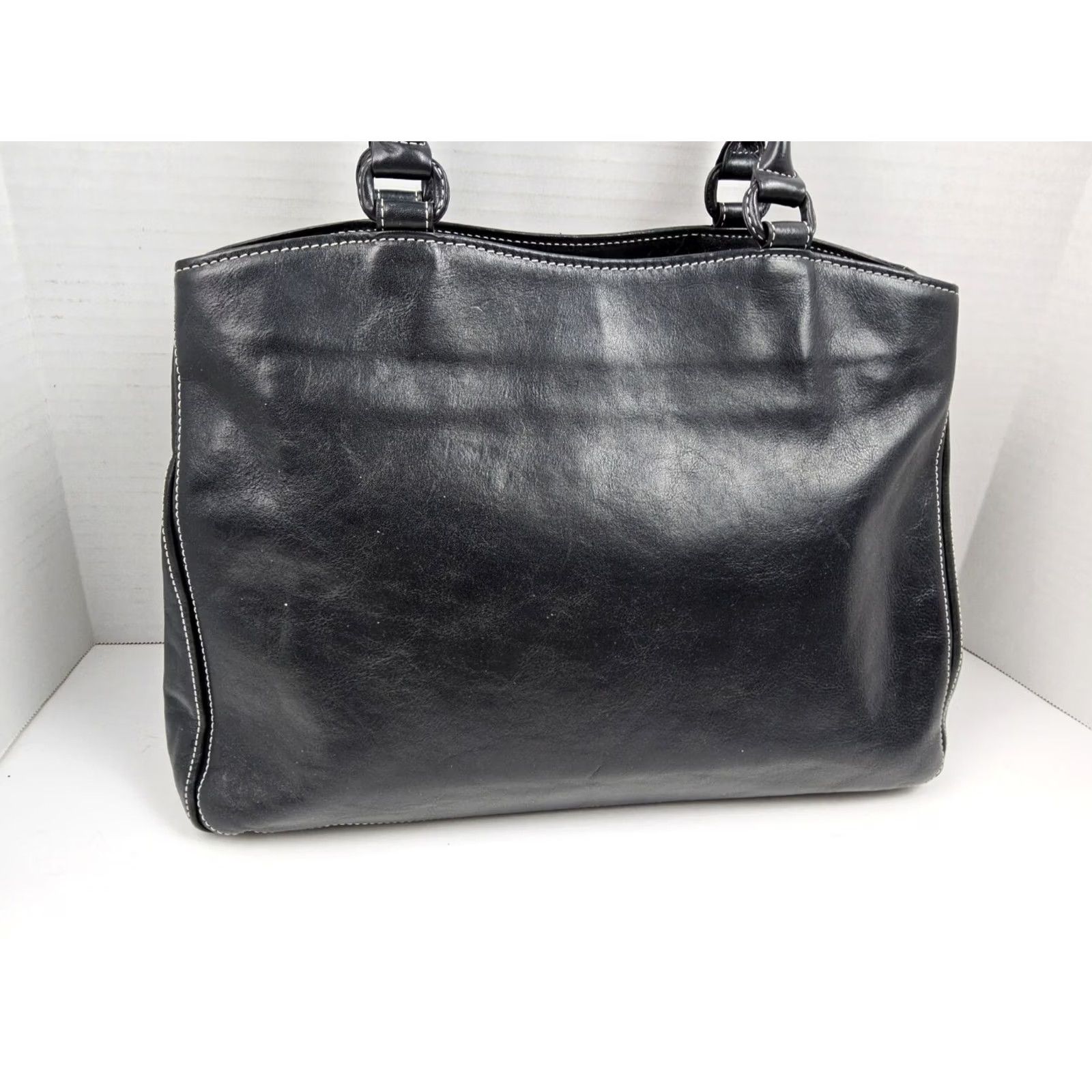 Vintage Kitamura Leather Tote Shoulder Handbag Purse Black Women Large Tote Leather Black 14x9.5x4.5 Womens Size ONE SIZE - 4 Thumbnail