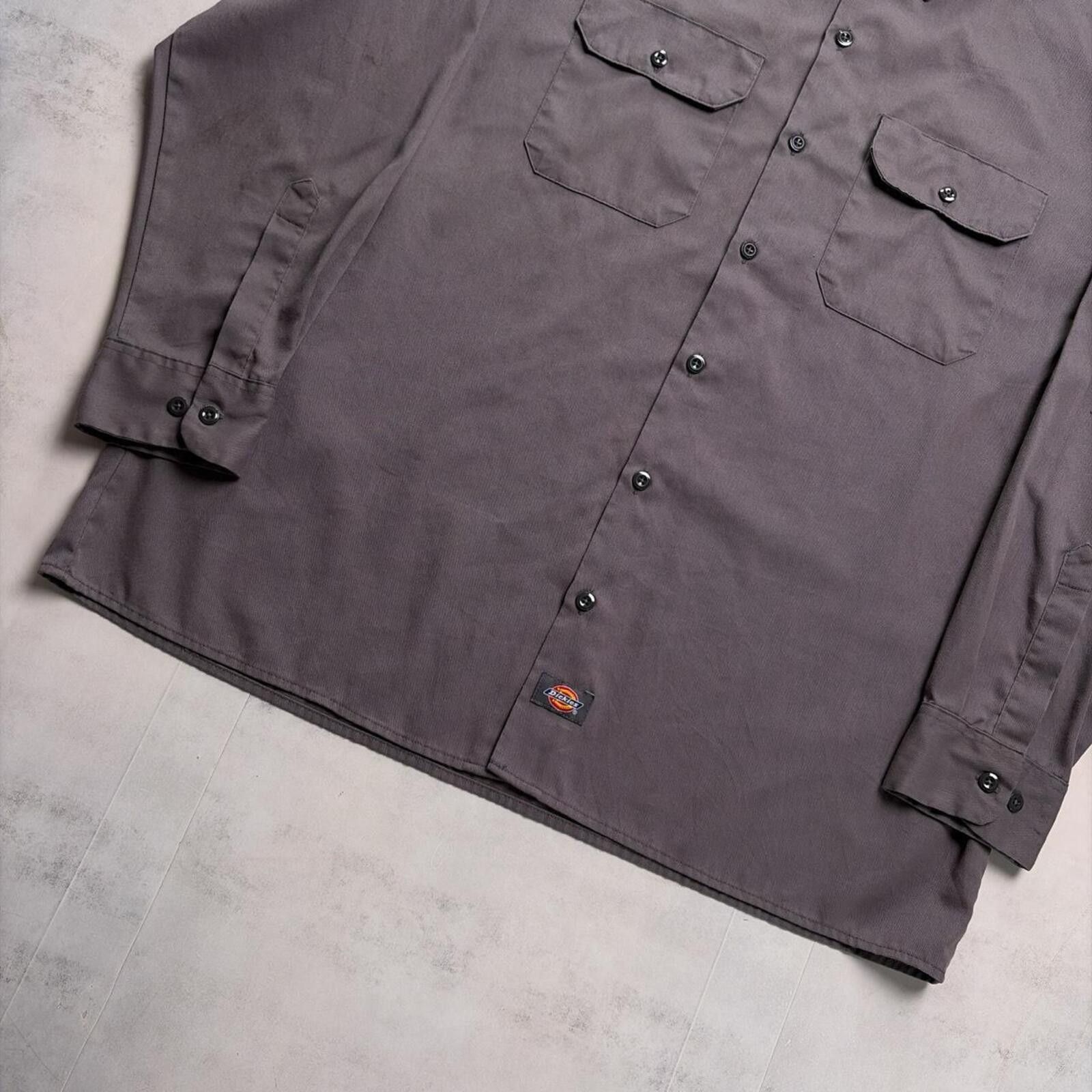 Dickies Y2K Grey Dickies Workwear Long Sleeve Button Up Shirt Size US XL / EU 56 / 4 - 3 Thumbnail
