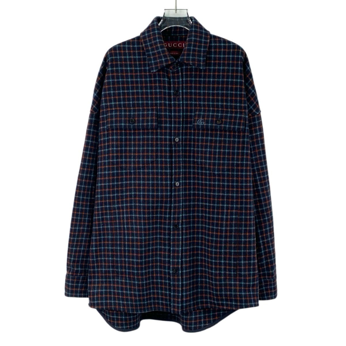 gucci blue dress shirt New $750 Gucci Men's Short Sleeve Dress Shirt Blue Size L Italy   BAYSUPERSTORE