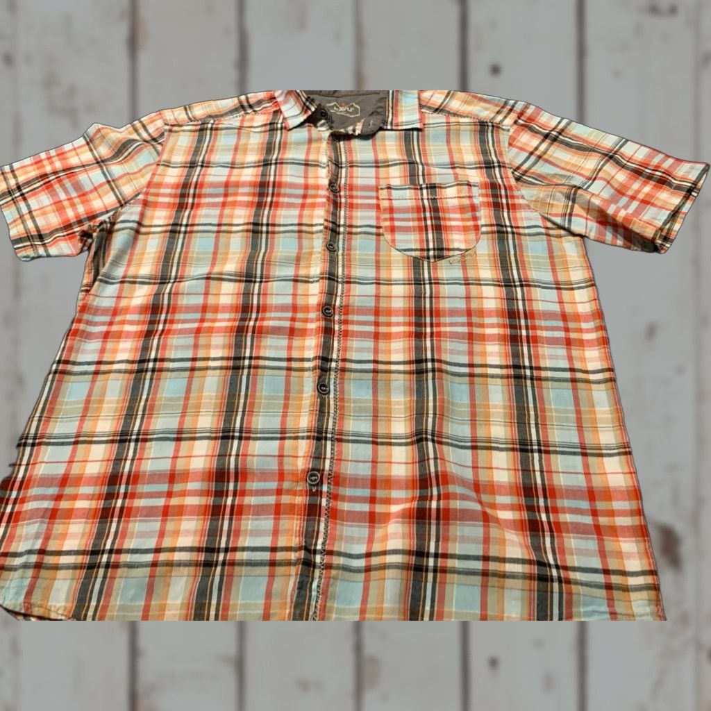 KAVU KAVU Lightweight Outdoor Plaid Camp Shirt Large Multi-Color Short Sleeve Mens Size US L / EU 52-54 / 3 - 1 Thumbnail