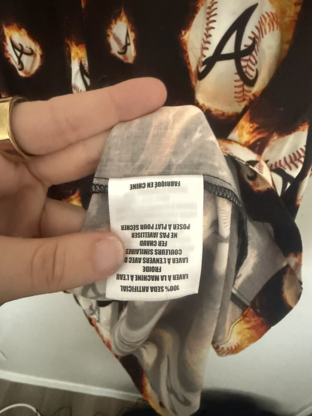 MLB × Pleasures AtlantaBraves PLEASURES Black Flame Fireball Button-Up Shirt Size US XXL / EU 58 / 5 - 4 Thumbnail