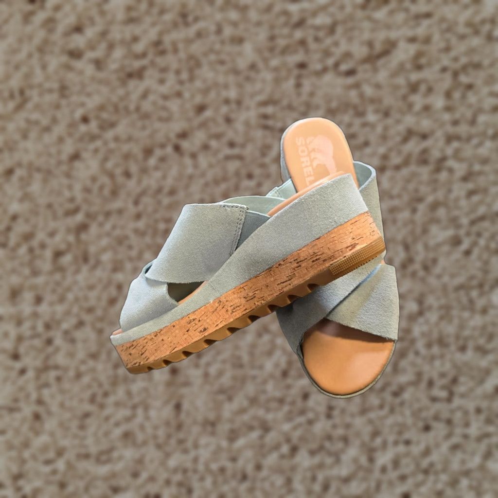 SOREL Sorel Cameron Sandal Womens 6 Blue Suede Flatform Slide Platform Casual Resort Slip On Leather Rubber Comfort Summer Spring Womens Size US 4 / IT 34 - 1 Thumbnail