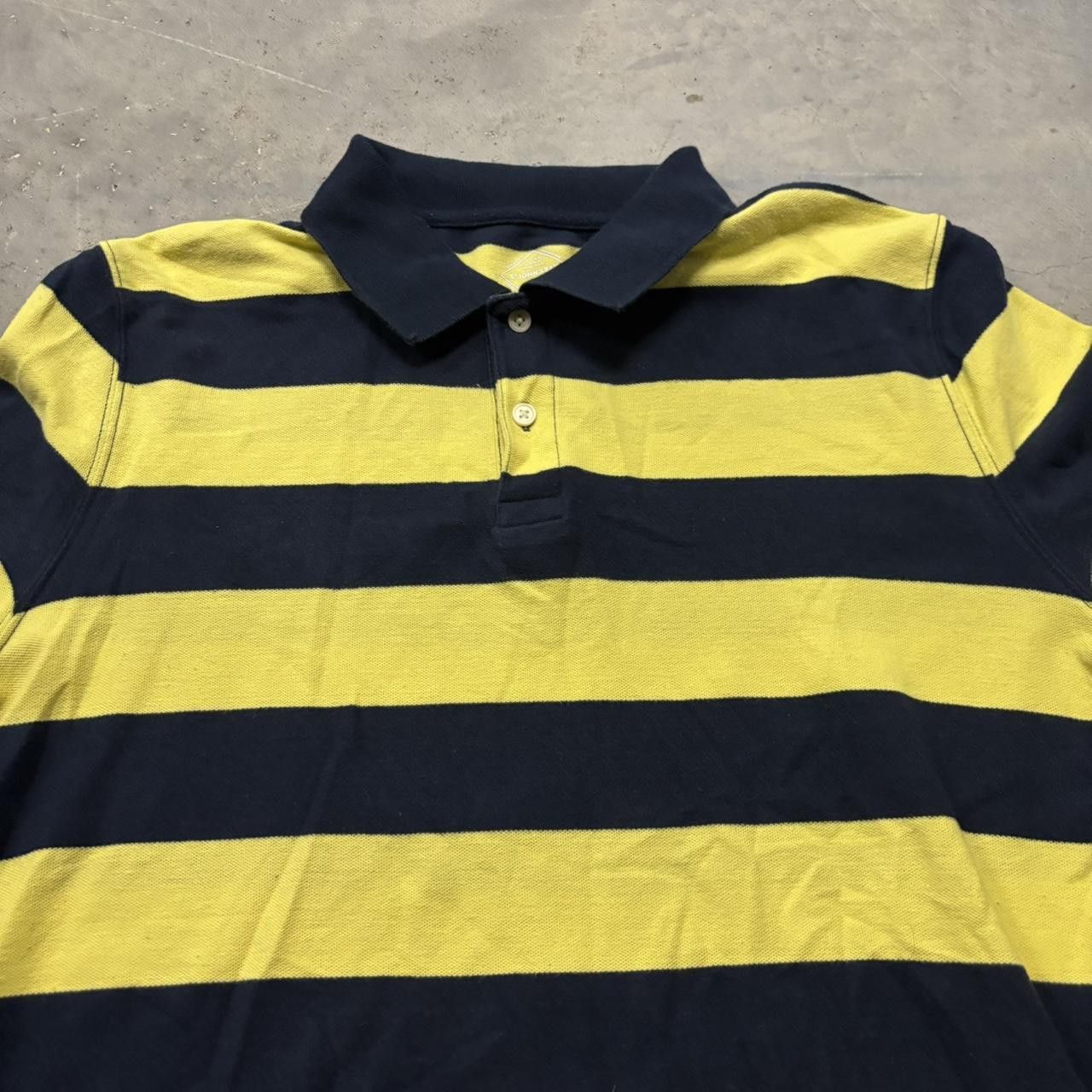 Japanese Brand × Vintage Crazy Vintage Y2K/2000s Yellow Navy Blue Striped Streetwear Polo Shirt! Size US L / EU 52-54 / 3 - 2 Thumbnail