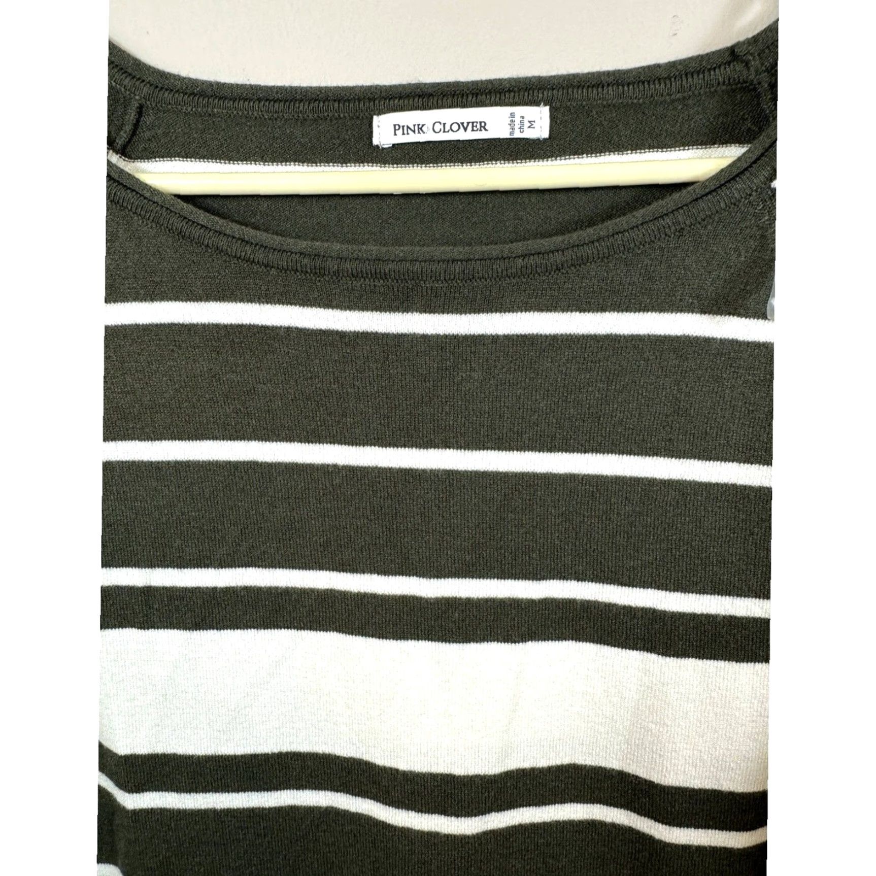 Vintage Pink Clover Brown Cream Striped Pullover Sweater M Women’s Knit Top Long Sleeve Casual Put Together 90s Modern Size M / US 6-8 / IT 42-44 - 4 Thumbnail