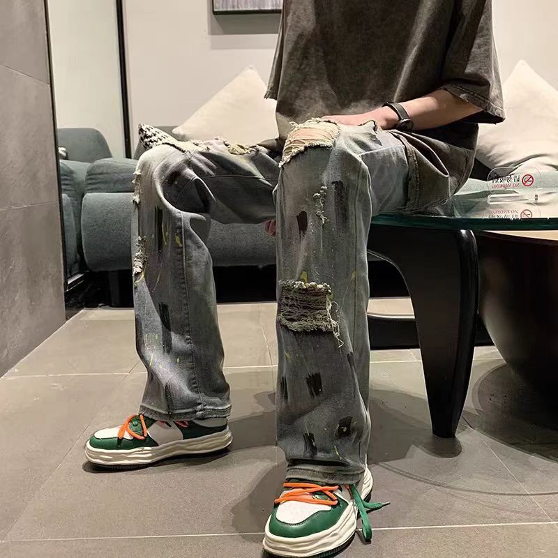 Designer × Jean × Vintage High street hip hop ripped straight leg jeans Size US 34 / EU 50 - 3 Thumbnail