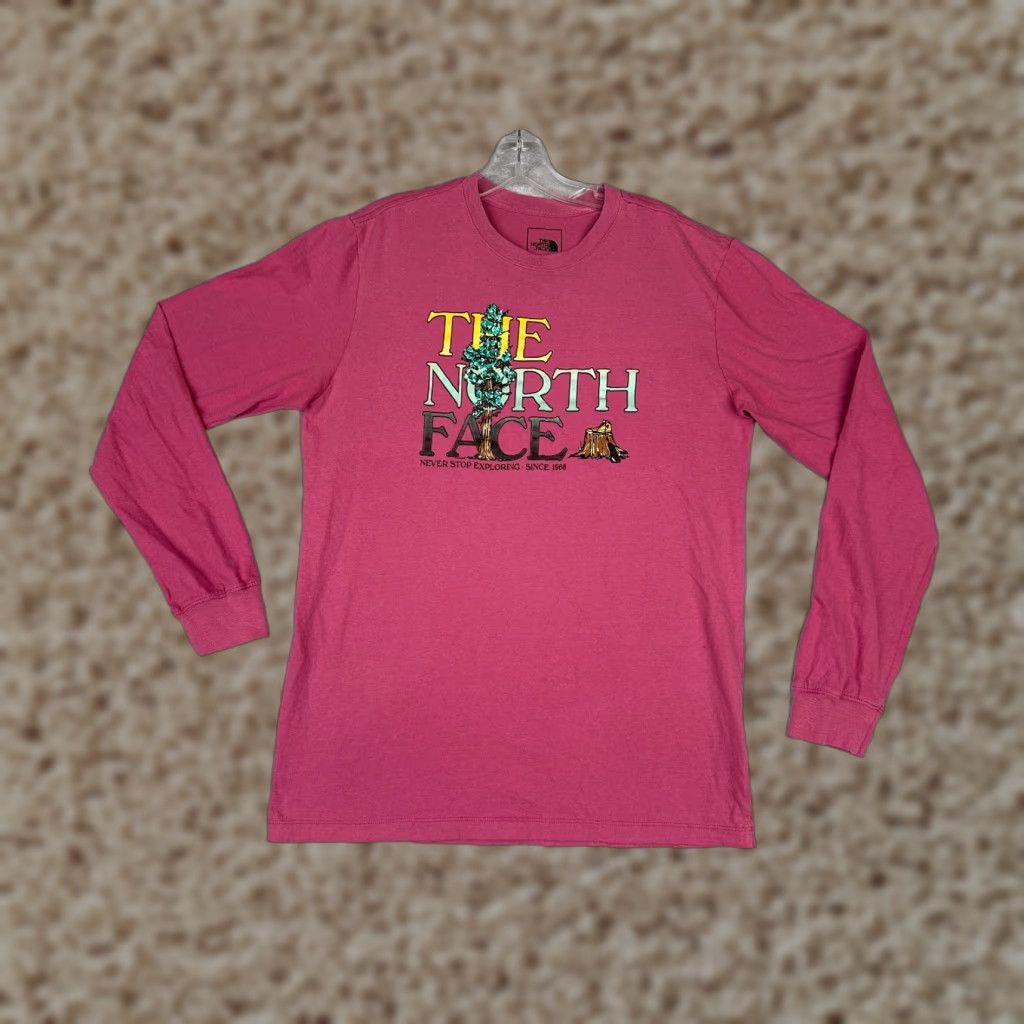 The North Face The North Face Men T-Shirt Shirt Adult Medium Pink Long Sleeve Crew Neck Cotton Blend Jersey Logo All Seasons Slimming Size US M / EU 48-50 / 2 - 1 Thumbnail