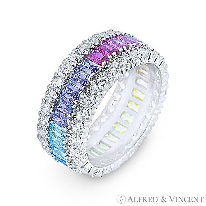 Other Multi-Color CZ Crystal Eternity Ring in .925 Sterling Silver Size ONE SIZE - 1 Thumbnail