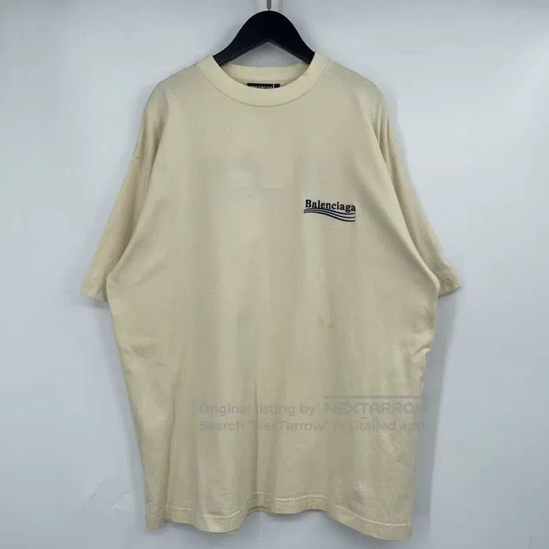 Balenciaga Balenciaga Beige Coke embroidery letter short-sleeve Size US S / EU 44-46 / 1 - 1 Thumbnail