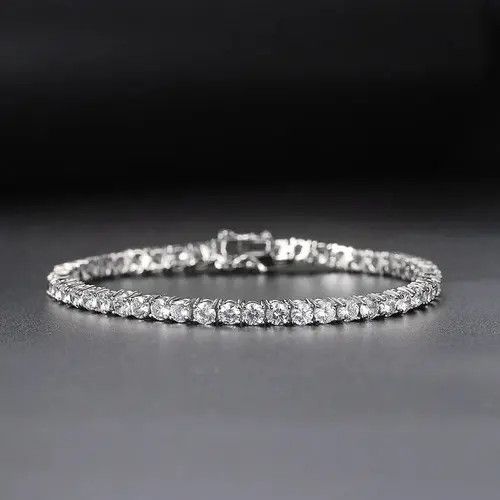 Other Silver Color 3MM AAA Cubic Zirconia Tennis Chain Bracelet Size ONE SIZE - 1 Thumbnail