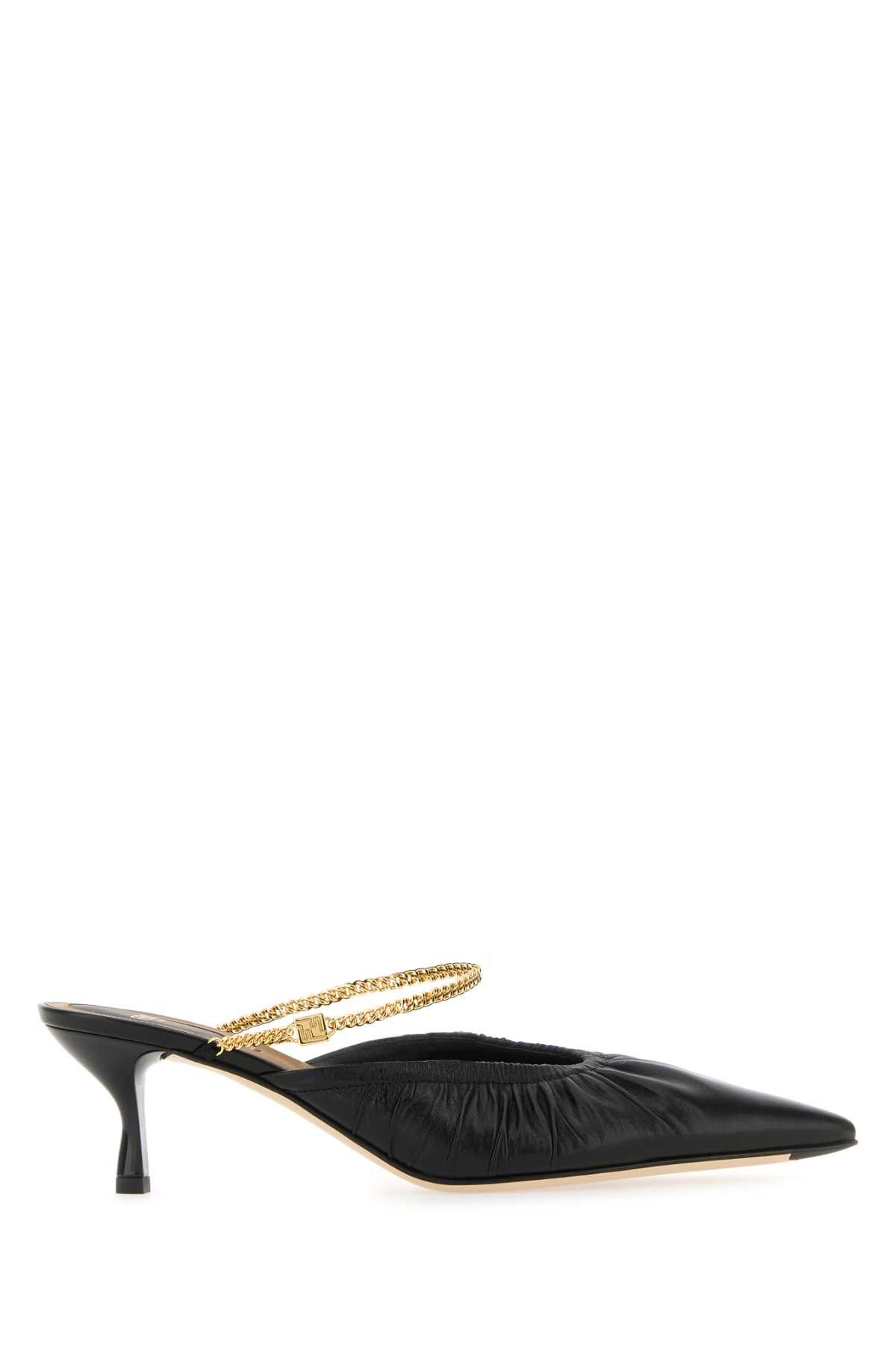 image of Fendi Black Leather Colibrã¬ Lite Mule Shoess Shoes, Women's (Size 7)