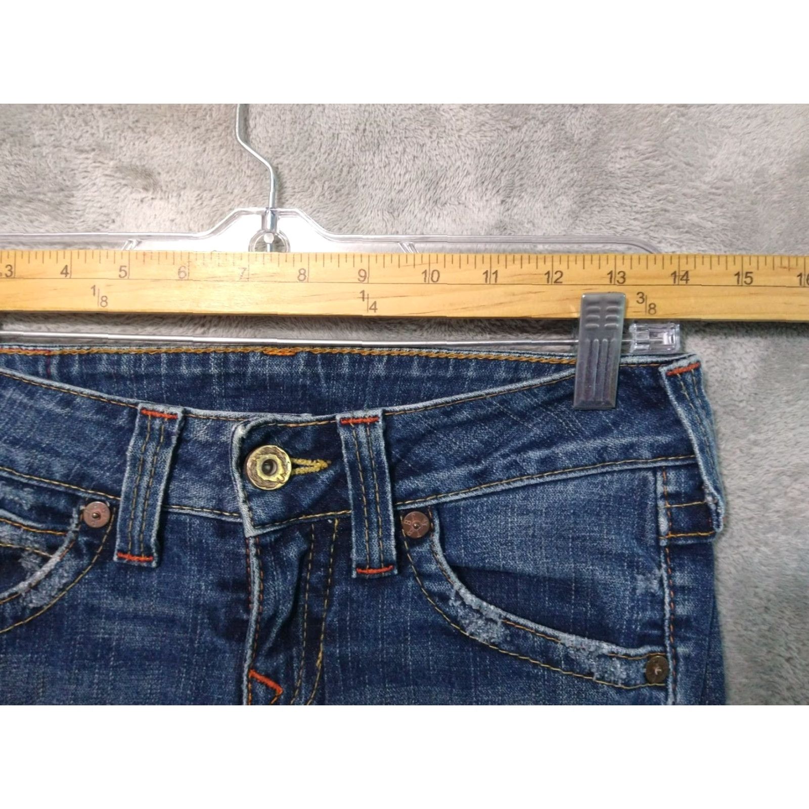 True Religion True Religion Jeans Women 27 Blue Denim Billy Straight Leg Low Rise Flap Pockets Size 27" / US 4 / IT 40 - 4 Thumbnail