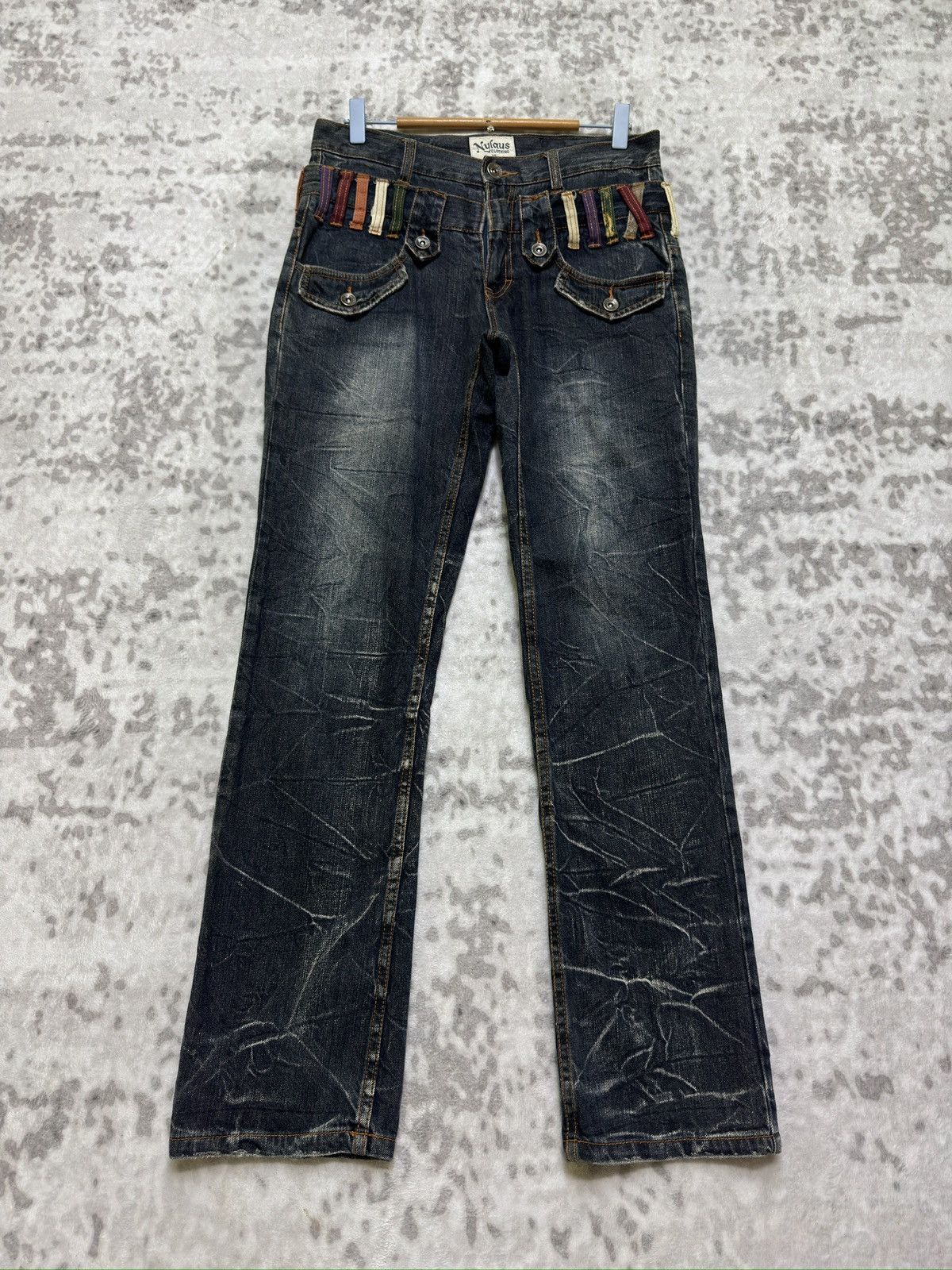 Japanese Brand Nylaus Clothing Y2K Double Waist Acid Wash Whiskered Jeans Size US 30 / EU 46 - 1 Thumbnail