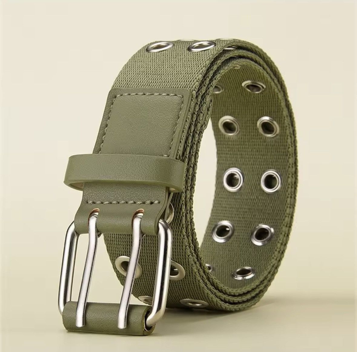Canvas × Vintage Canvas Belt Double Row Pin Buckle Size ONE SIZE - 5 Thumbnail