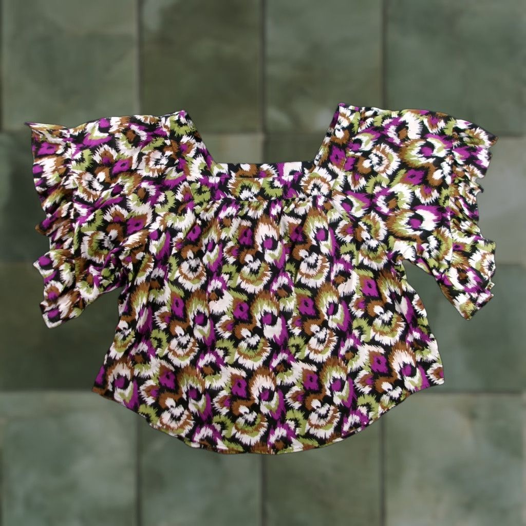 Vintage VINTAGE Terra & Sky Women's Blouse 2X Plus Off-Shoulder Floral Boho Chic Cotton Short Sleeve Summer Festival Size XXL / US 16-18 / IT 52-54 - 1 Thumbnail