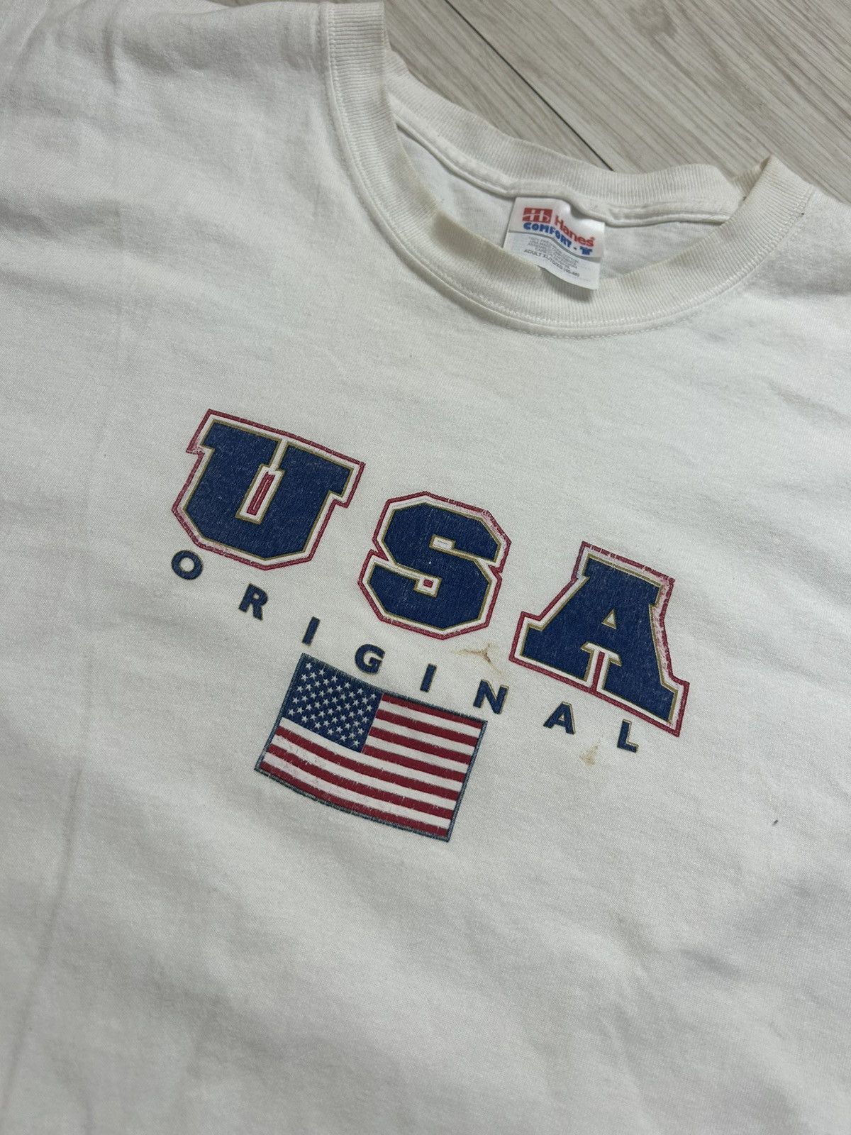 Old Navy × Vintage Vintage 90s 99 USA American Flag Graphic Tee Size US XL / EU 56 / 4 - 1 Thumbnail