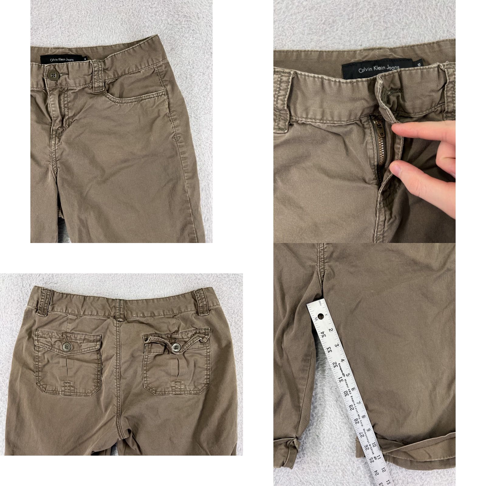 Calvin Klein Calvin Klein Shorts Womens 10 Brown 100% Cotton Twill Pockets Zip Fly 30x10 Size 32" / US 10 / IT 46 - 8 Thumbnail