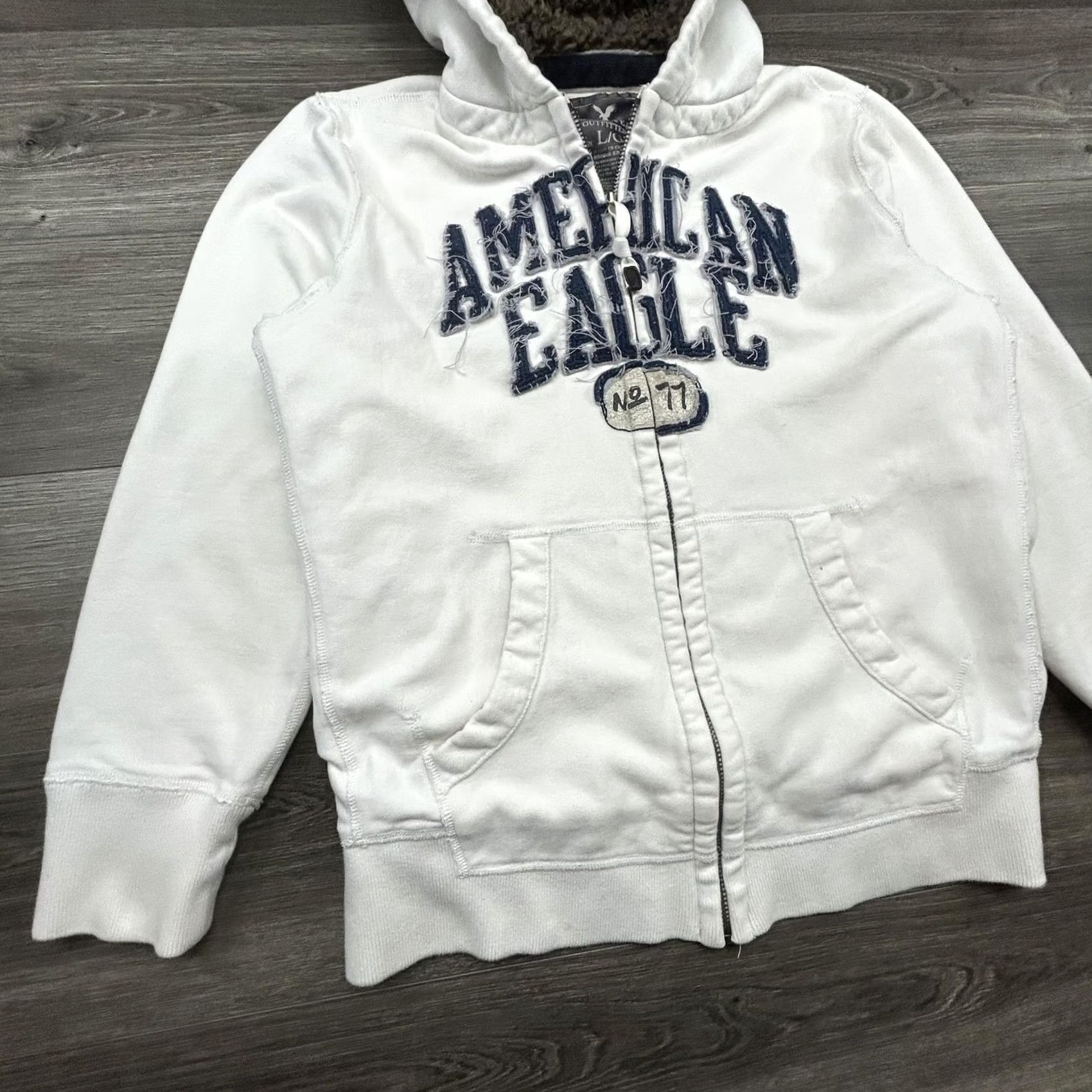 American Eagle Outfitters VINTAGE American Eagle Hoodie Mens Large White Sherpa Hooded Full Zip Size US L / EU 52-54 / 3 - 3 Thumbnail