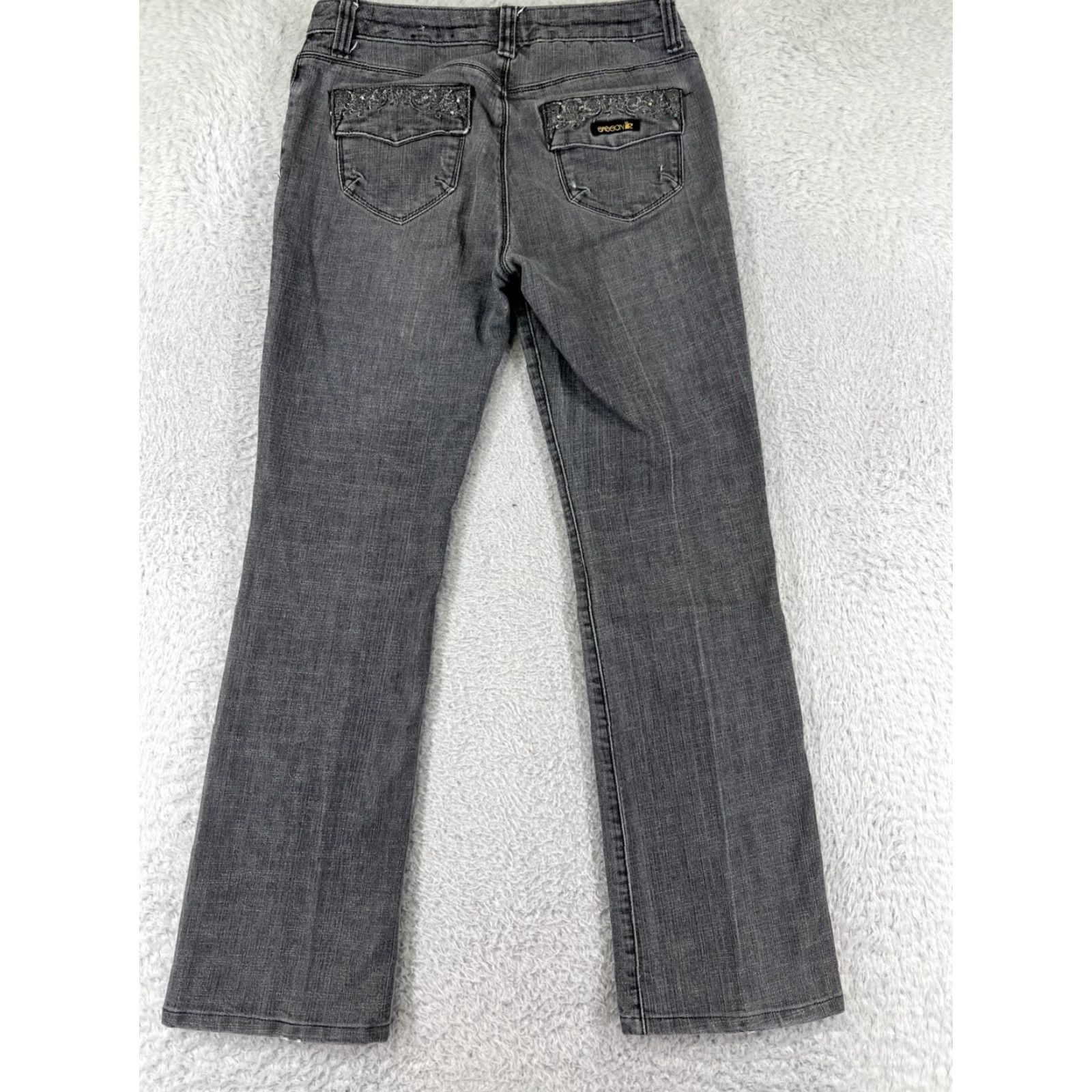 Denime OOH LA LA Jeans Women 4 Gray Denim Bootcut 29x29 Stretch Embroidered 5-Pocket Zip Mid Rise Regular Cotton Blend Brown? Size 27" / US 4 / IT 40 - 2 Thumbnail