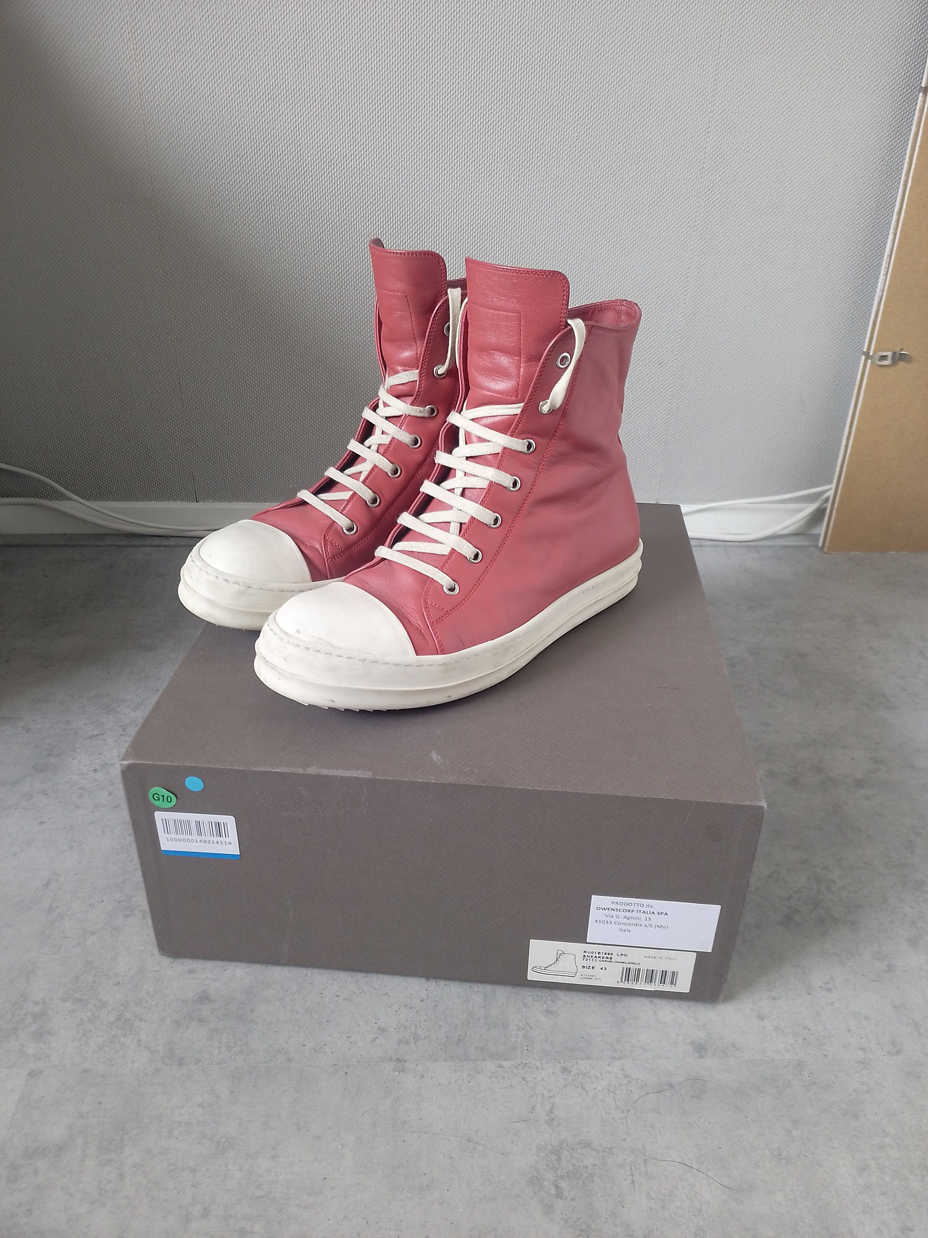 Rick Owens Carnelian Red Ramones Size US 10 / EU 43 - 1 Thumbnail