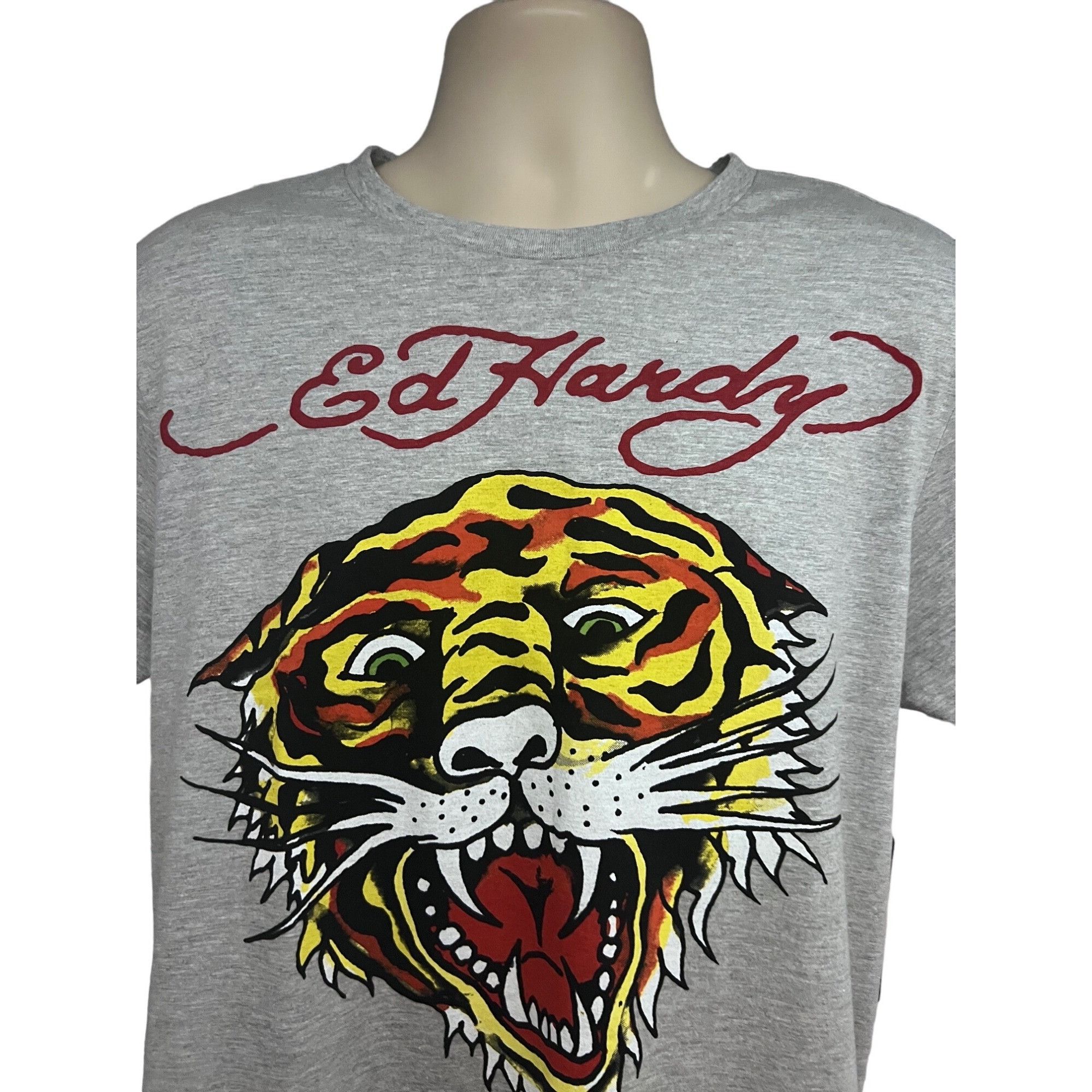 Ed Hardy Ed Hardy Mens Gray Double Graphic T-Shirt Medium Stretch Tig Size US M / EU 48-50 / 2 - 4 Thumbnail
