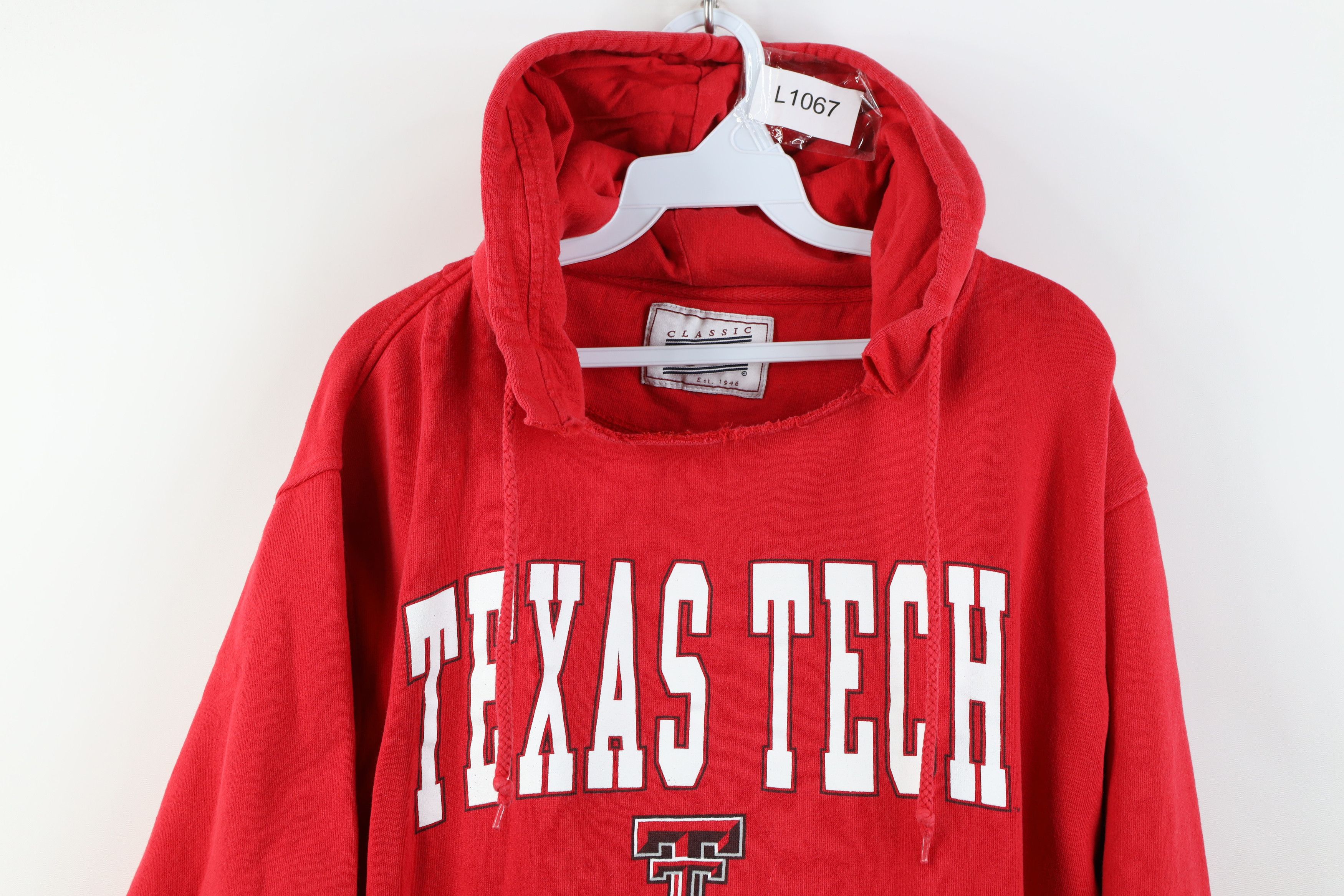 Vintage Vintage 90s Texas Tech University Hoodie Sweatshirt Red Size US L / EU 52-54 / 3 - 2 Thumbnail