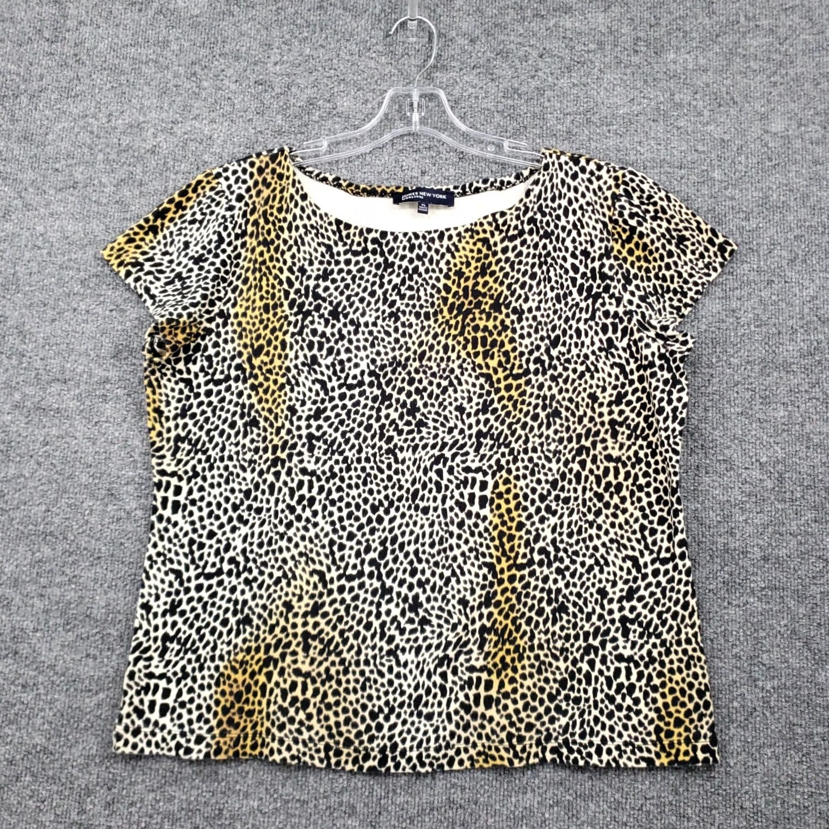 Jones New York Jones New York T-Shirt Women XL Black Signature Cropped Animal Print Cotton Size XL / US 12-14 / IT 48-50 - 2 Thumbnail