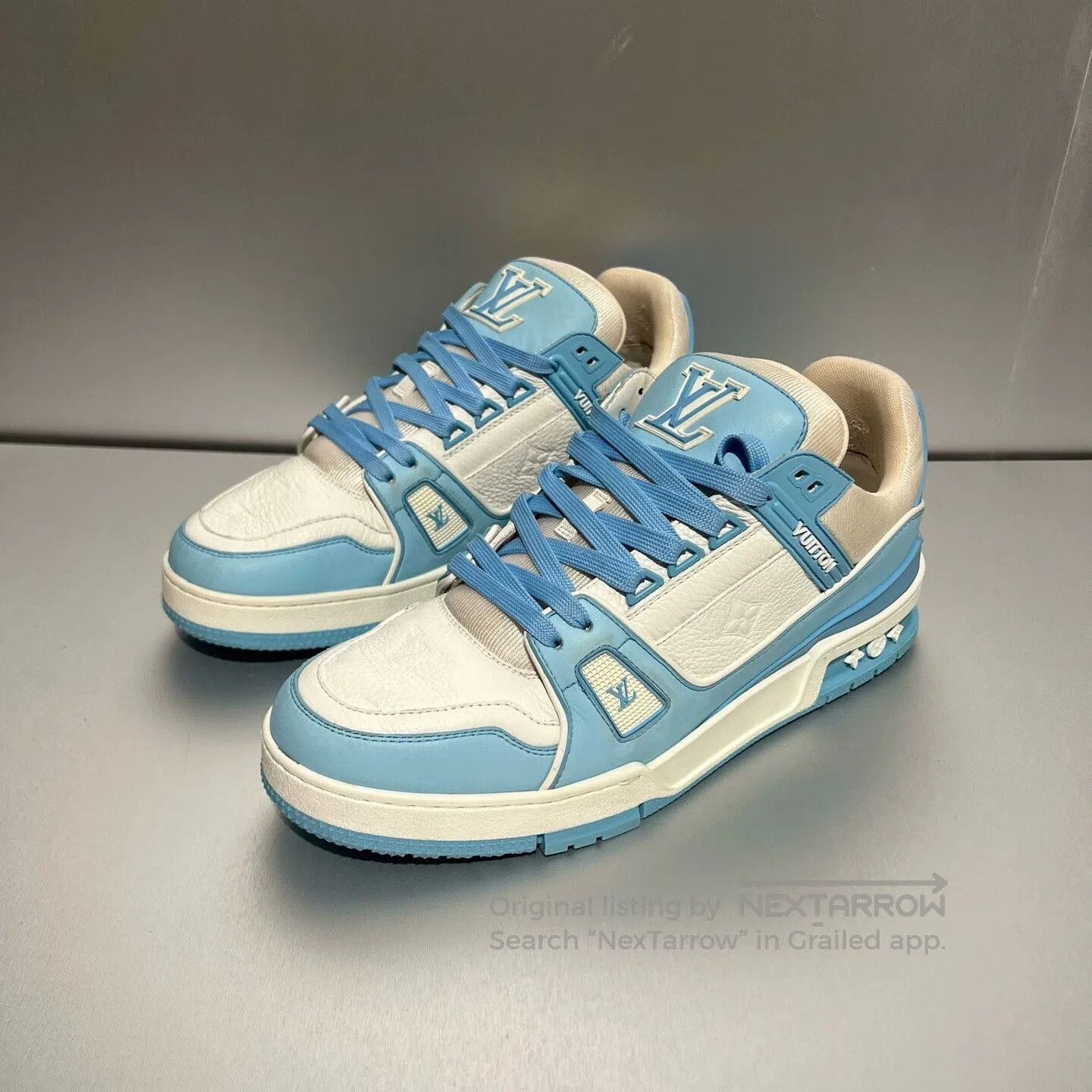 Louis Vuitton Louis Vuitton Trainer White Blue Sneakers. Size US 8.5 / EU 41-42 - 1 Thumbnail