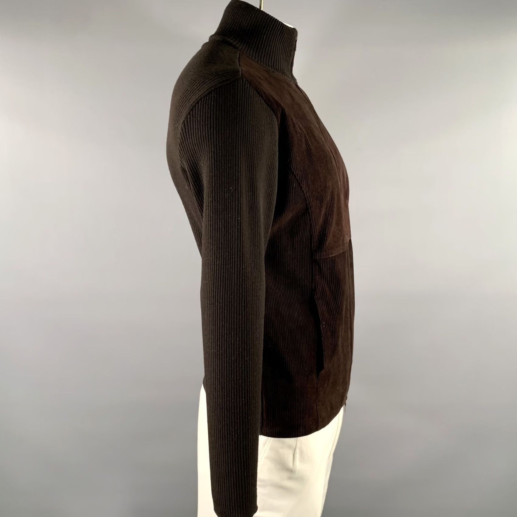 Jil Sander JIL SANDER Size M Brown Leather Wool Zip Up Sweater Mens Size US M / EU 48-50 / 2 - 2 Thumbnail