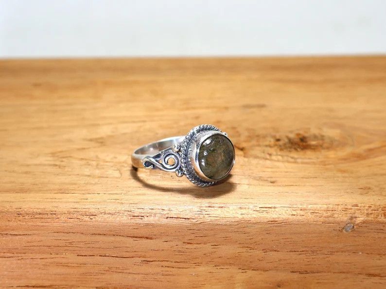 Handmade Handmade Black Rutile Gemstone Ring: Sterling Silver Ring Size ONE SIZE - 3 Thumbnail