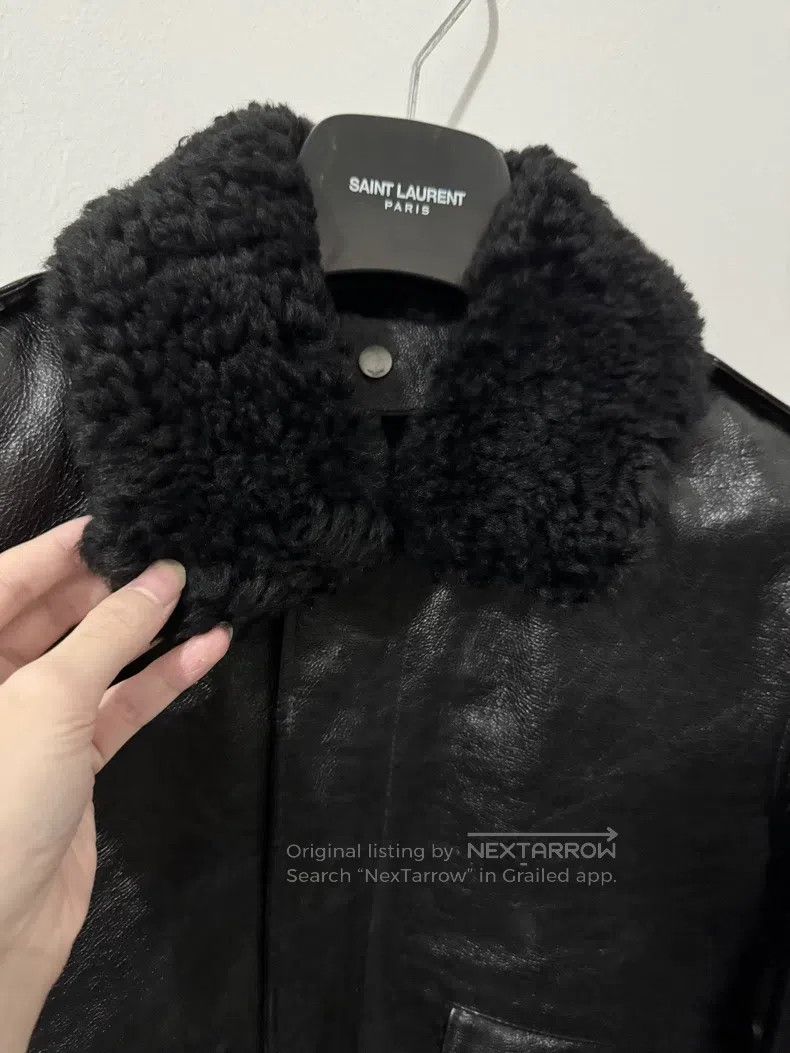 Saint Laurent Paris Saint Laurent Paris Fur Collar Oiled Leather Pilot Jacket Size US S / EU 44-46 / 1 - 4 Thumbnail