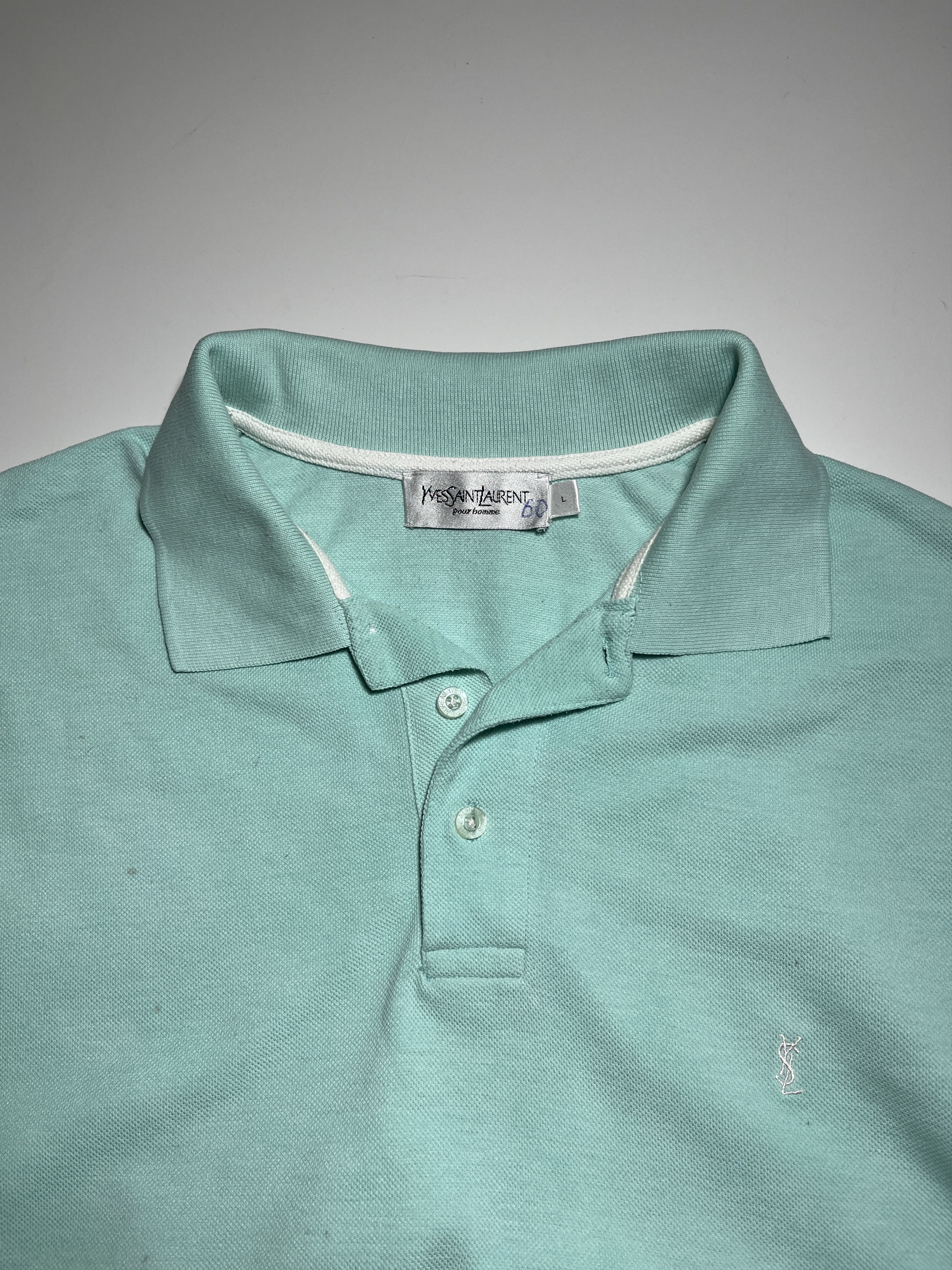 Vintage × Yves Saint Laurent Vintage Yves Saint Laurent Pour Homme Turquoise Polo Shirt Size US L / EU 52-54 / 3 - 5 Thumbnail