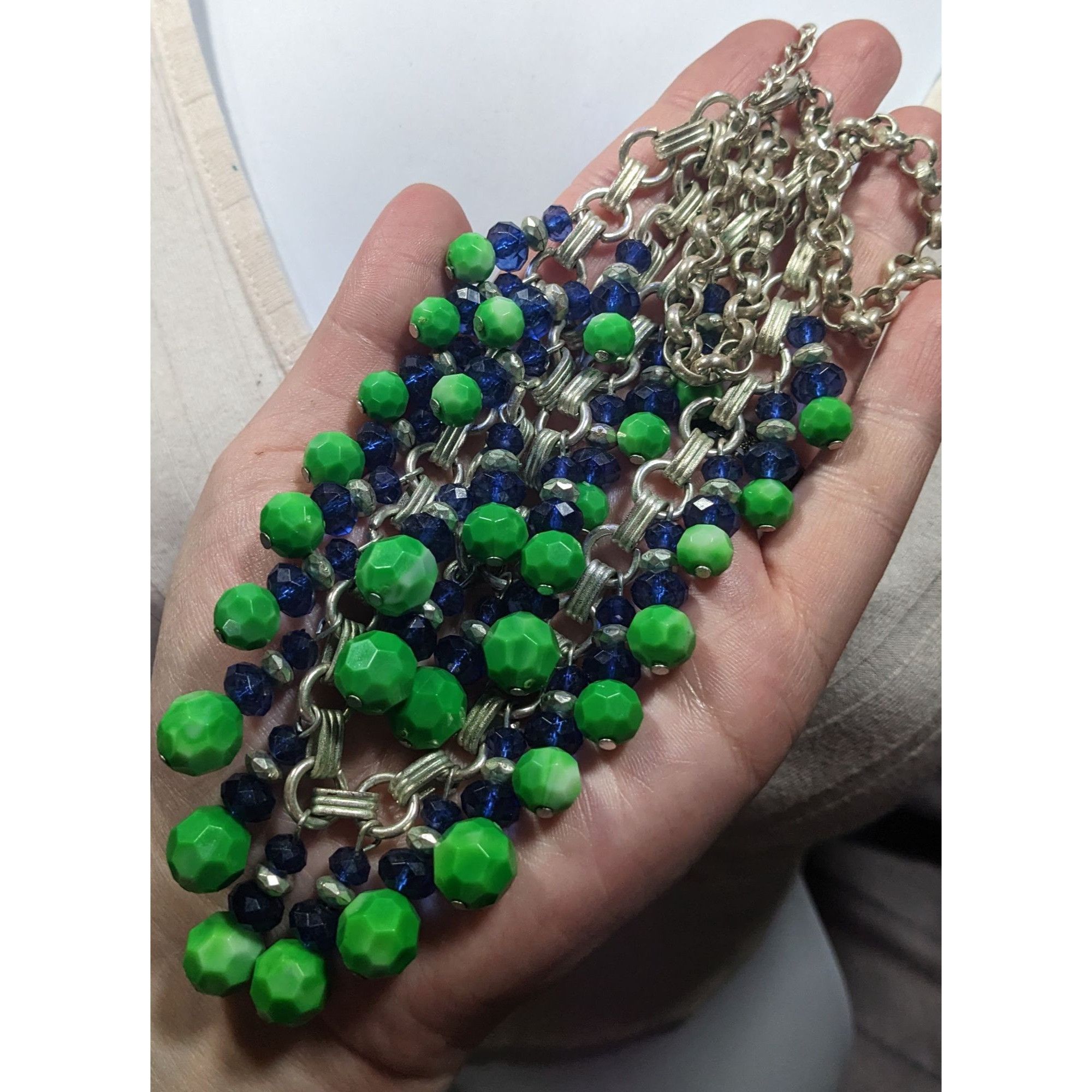 Other Funky Blue And Green Beaded Multilayer Fringe Necklace Size ONE SIZE - 5 Thumbnail