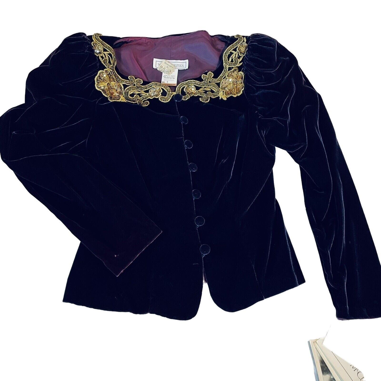 Vintage Scott McClintock Hand Beaded Velour Gold Purple Shirt Vintag Size M / US 6-8 / IT 42-44 - 2 Thumbnail