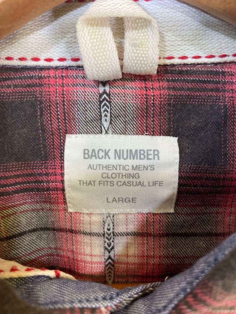 Japanese Brand back number shadow plaid western flannel shirt nice design Size US L / EU 52-54 / 3 - 5 Thumbnail