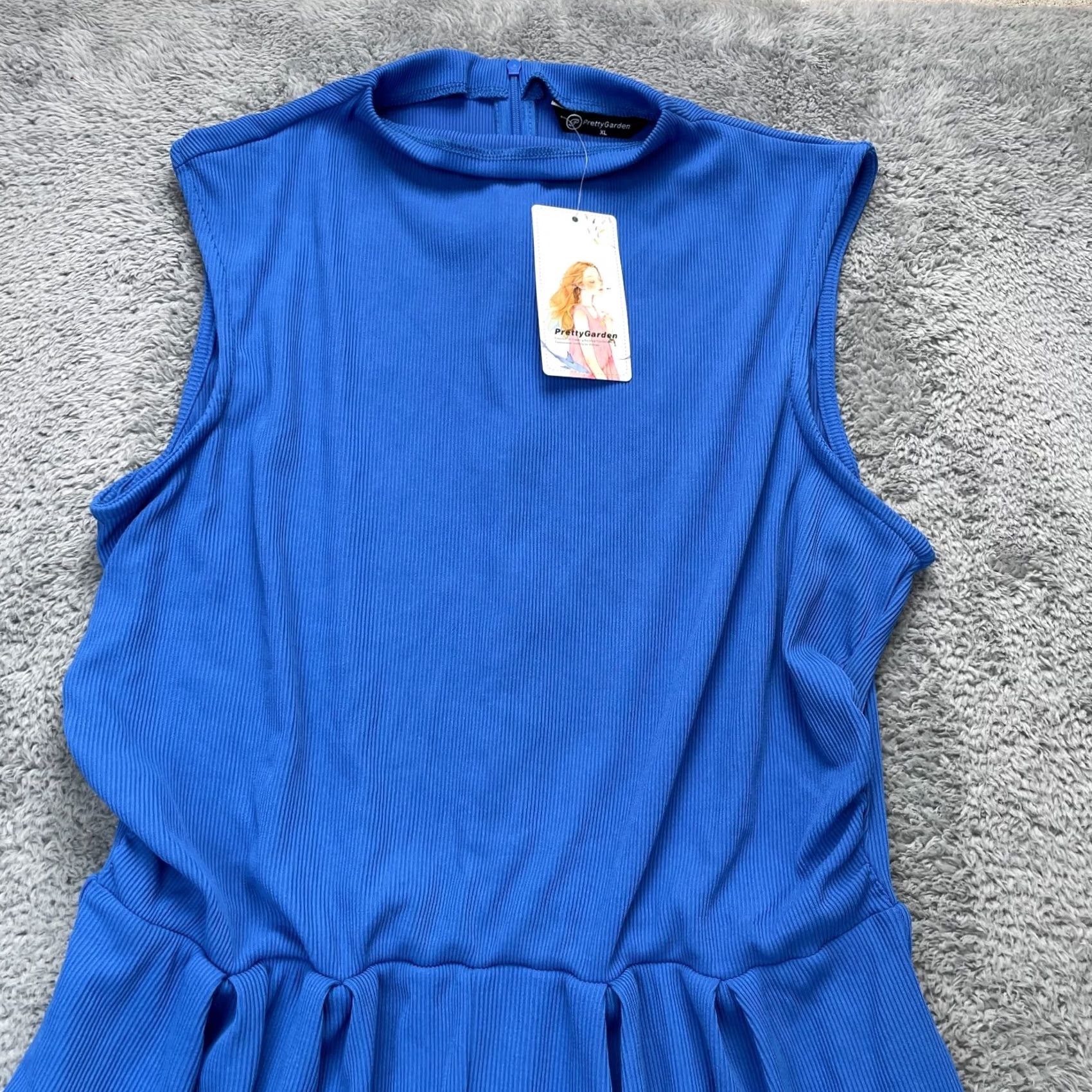 Vintage PrettyGarden Jumpsuit Womens XL Blue One-Piece Wide Leg Back Zip Size 40" / US 18 - 4 Thumbnail