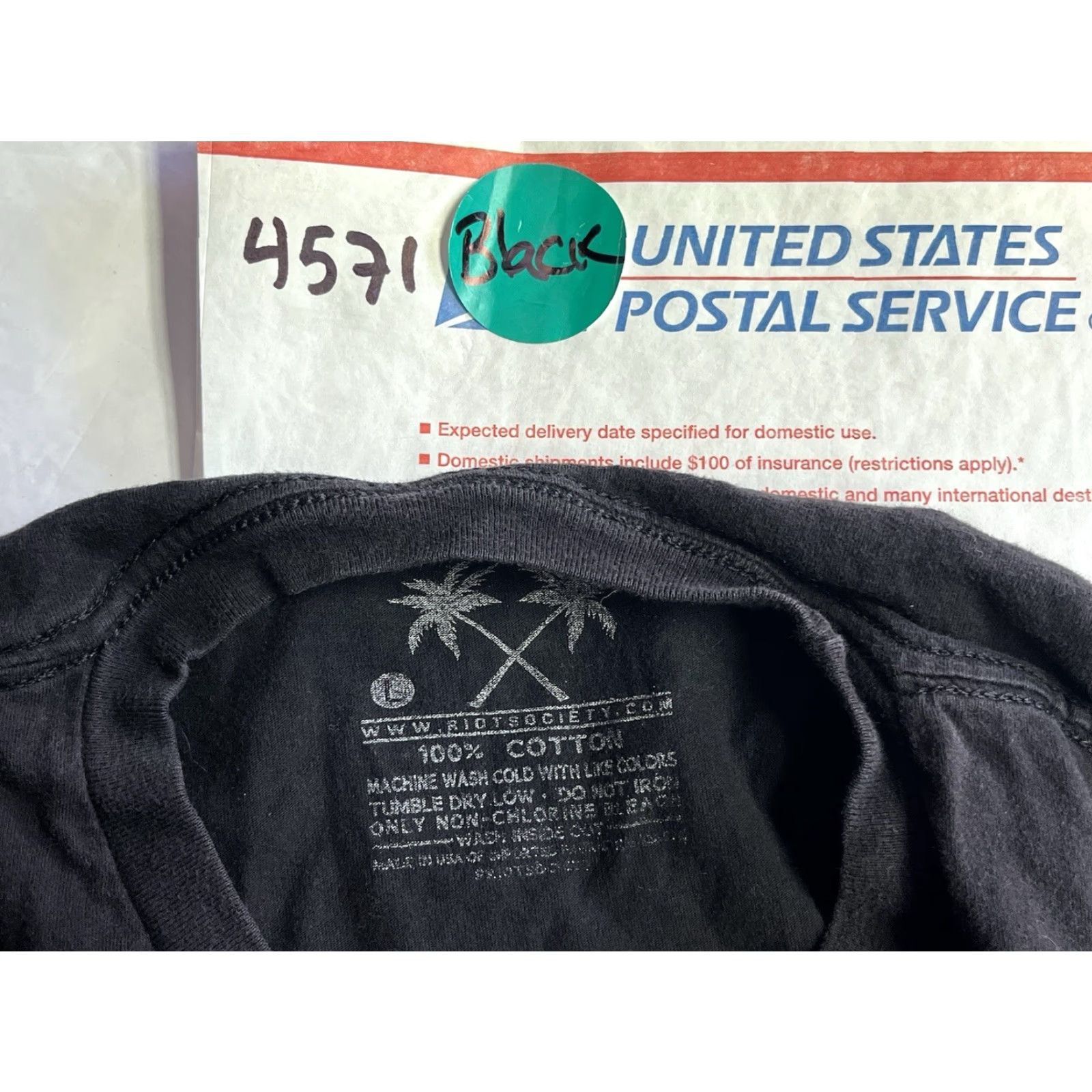 Logo 7 Riot Society Shirt Adult Large Black Embroider Graphic Melting Skull Logo Faded Size US L / EU 52-54 / 3 - 6 Thumbnail