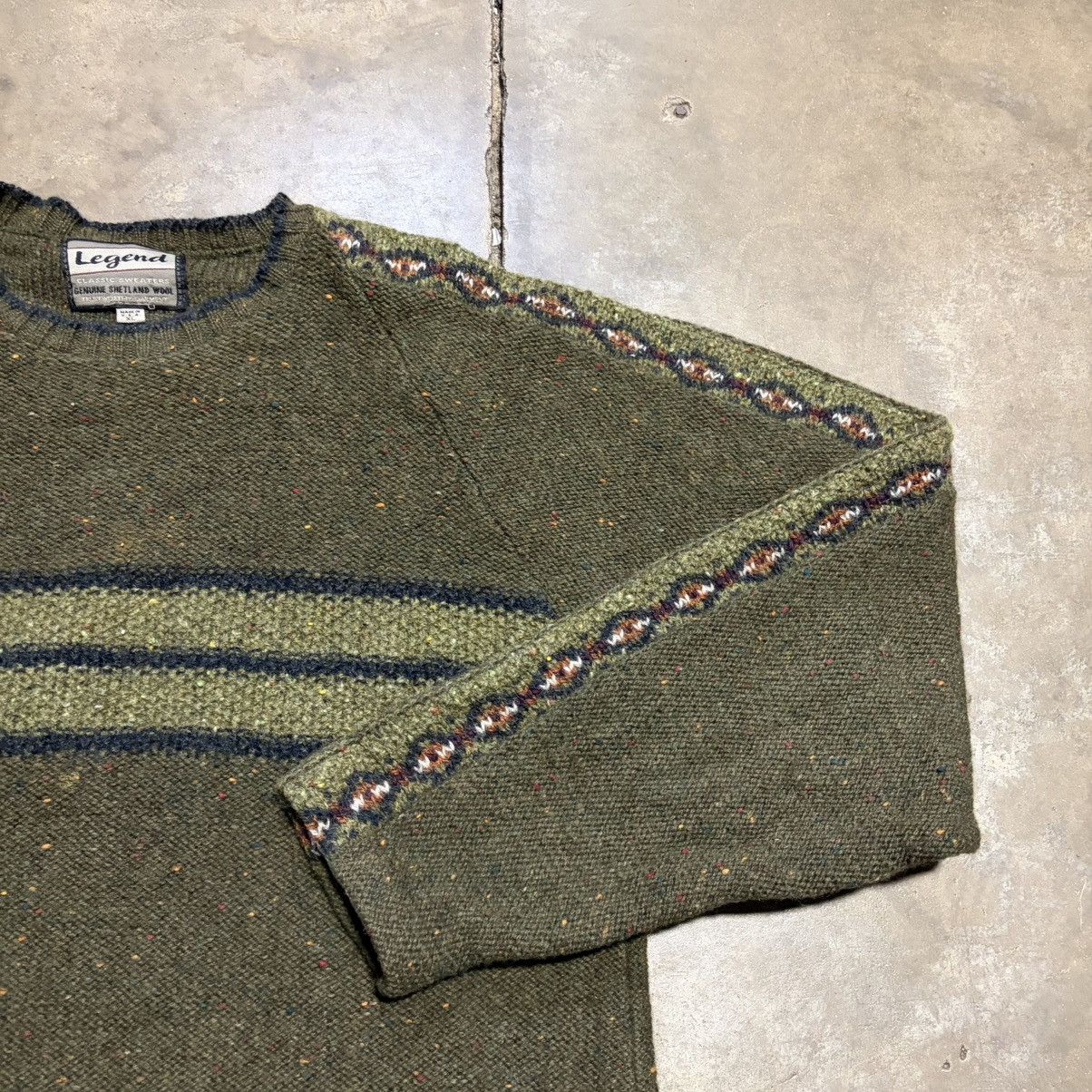 Vintage Vintage Legend Shetland Wool Sweater Striped Nordic 90s USA Size US XL / EU 56 / 4 - 3 Thumbnail