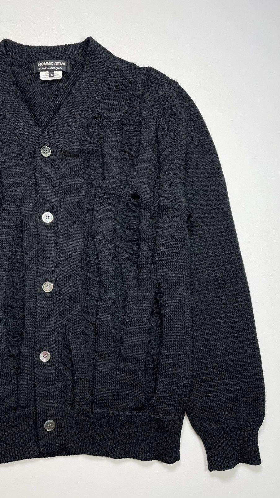 Comme des Garcons Homme Deux A/W 18 ‘Destroyed Detail’ Black Cardigan Size US M / EU 48-50 / 2 - 8 Thumbnail