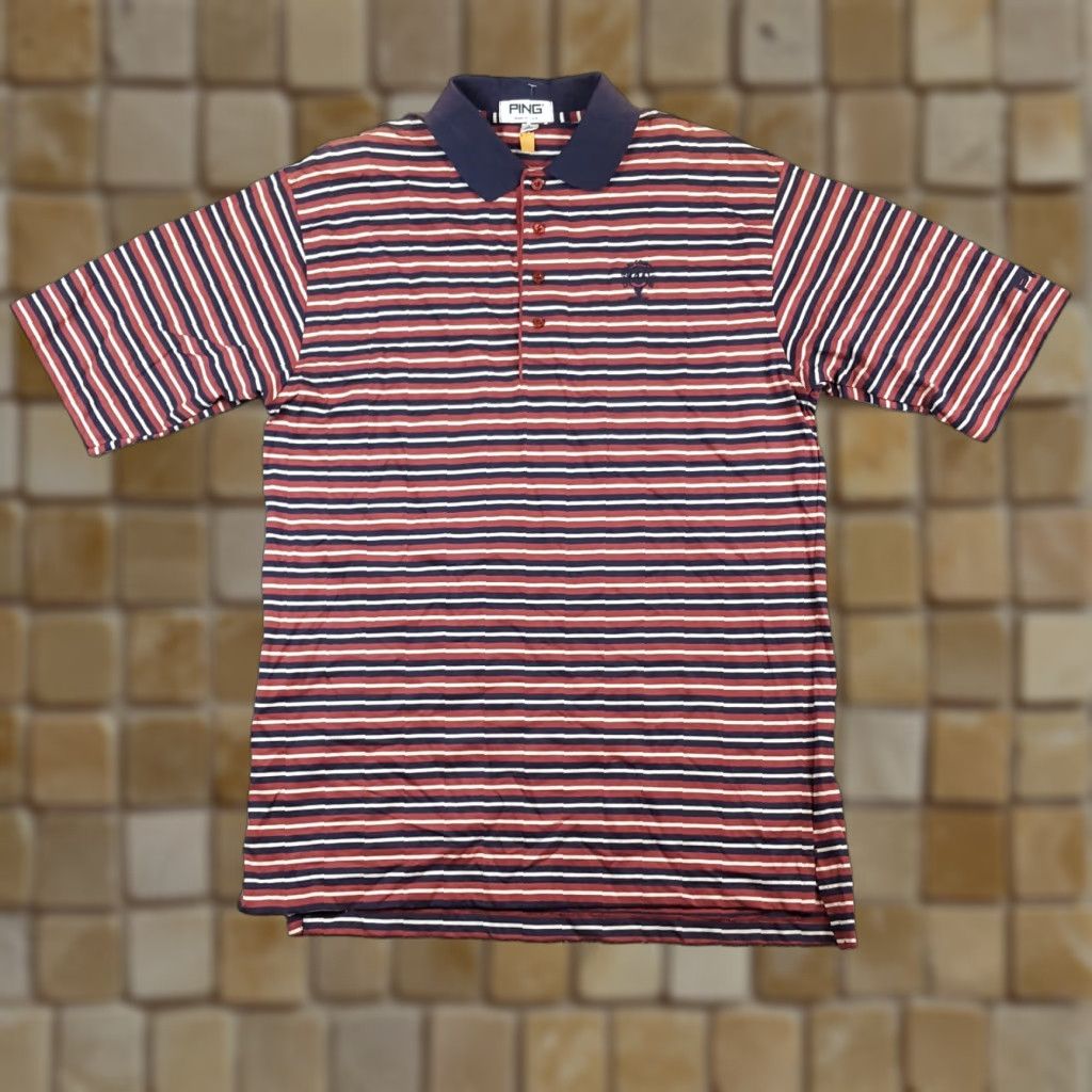 Vintage VINTAGE Y2K Preppy Cleveland Golf Striped Skate Polo Shirt Size US L / EU 52-54 / 3 - 1 Thumbnail