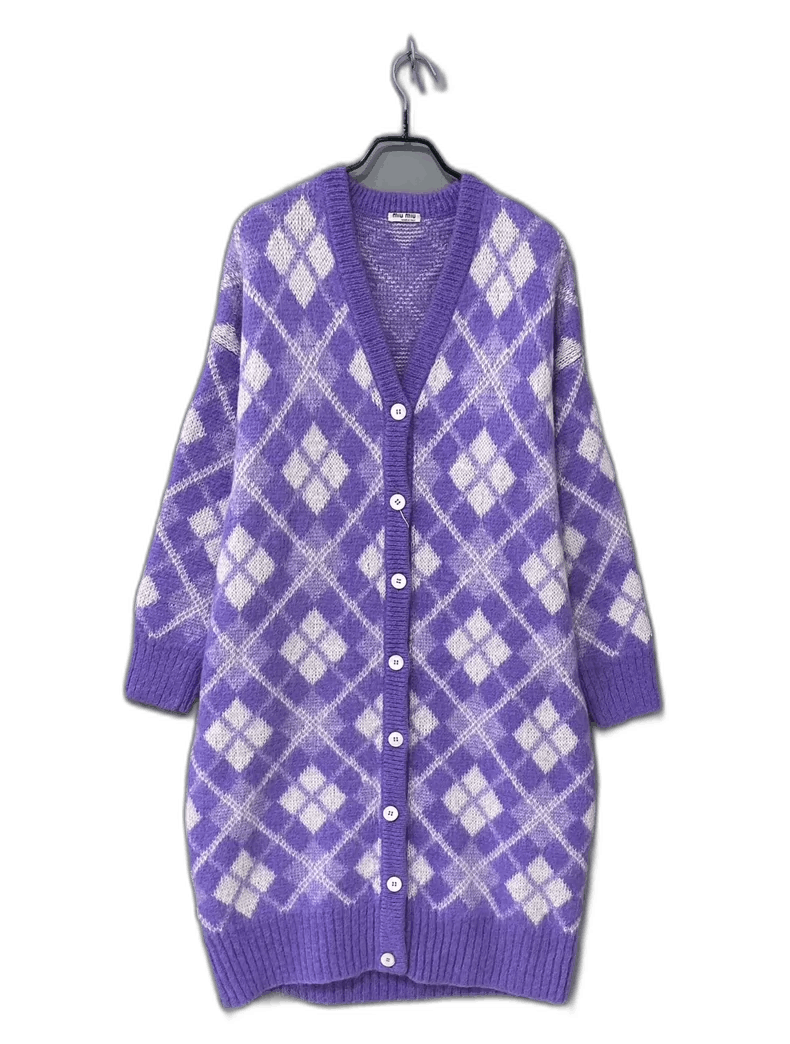 Celine Purple Diamond Knit Cardigan Sweater | Grailed