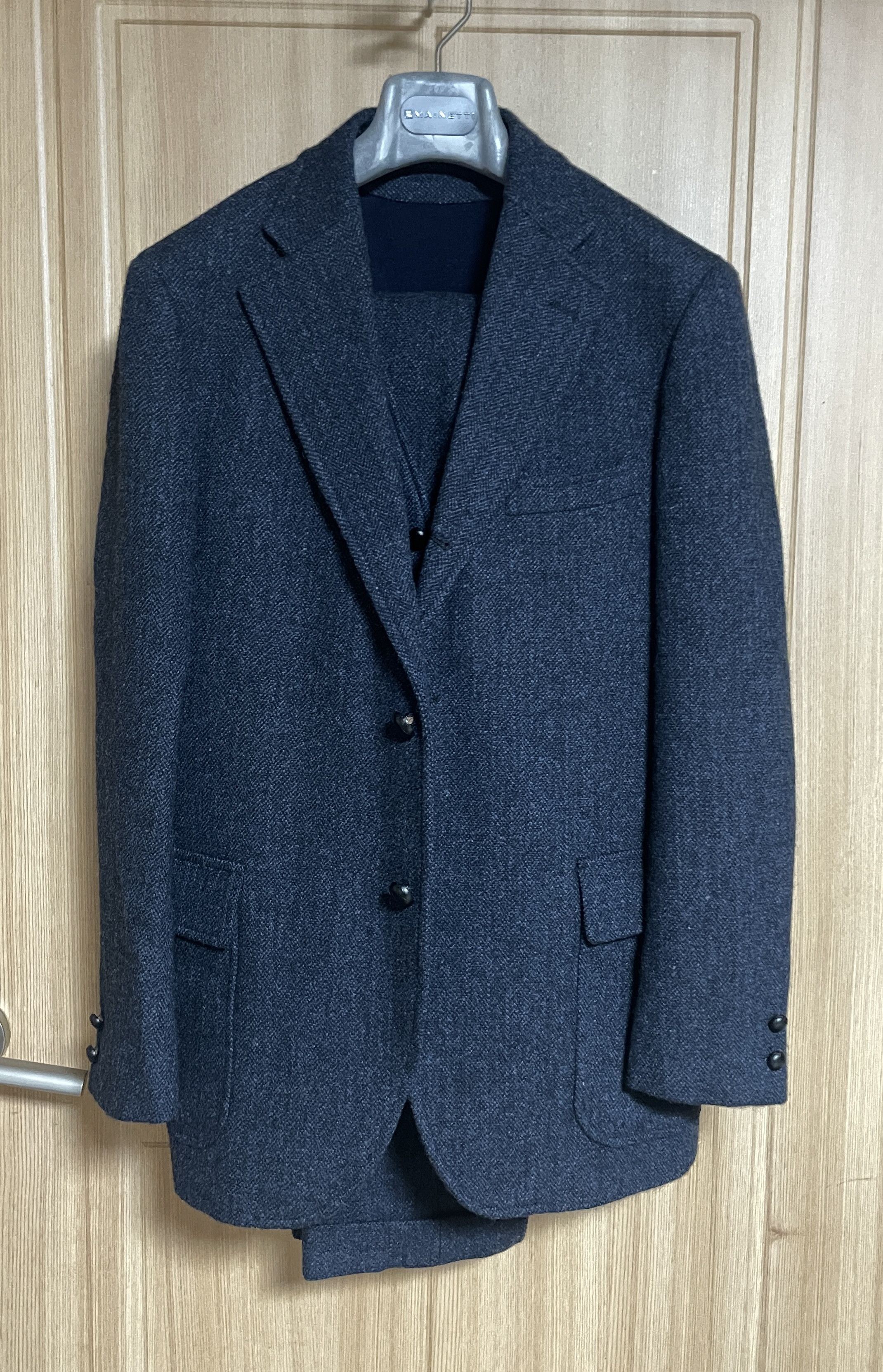 J. Press J.Press Lovat Tweed herringbone Navy 3 piece suit L-XL Size 40L - 1 Thumbnail
