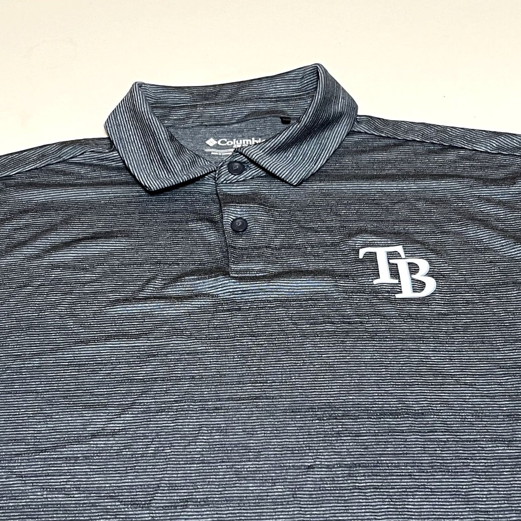 Vintage Columbia Polo Shirt Men XL Golf Omni-wick Striped Blue Tampa Bay Rays MLB Logo Size US XL / EU 56 / 4 - 2 Thumbnail